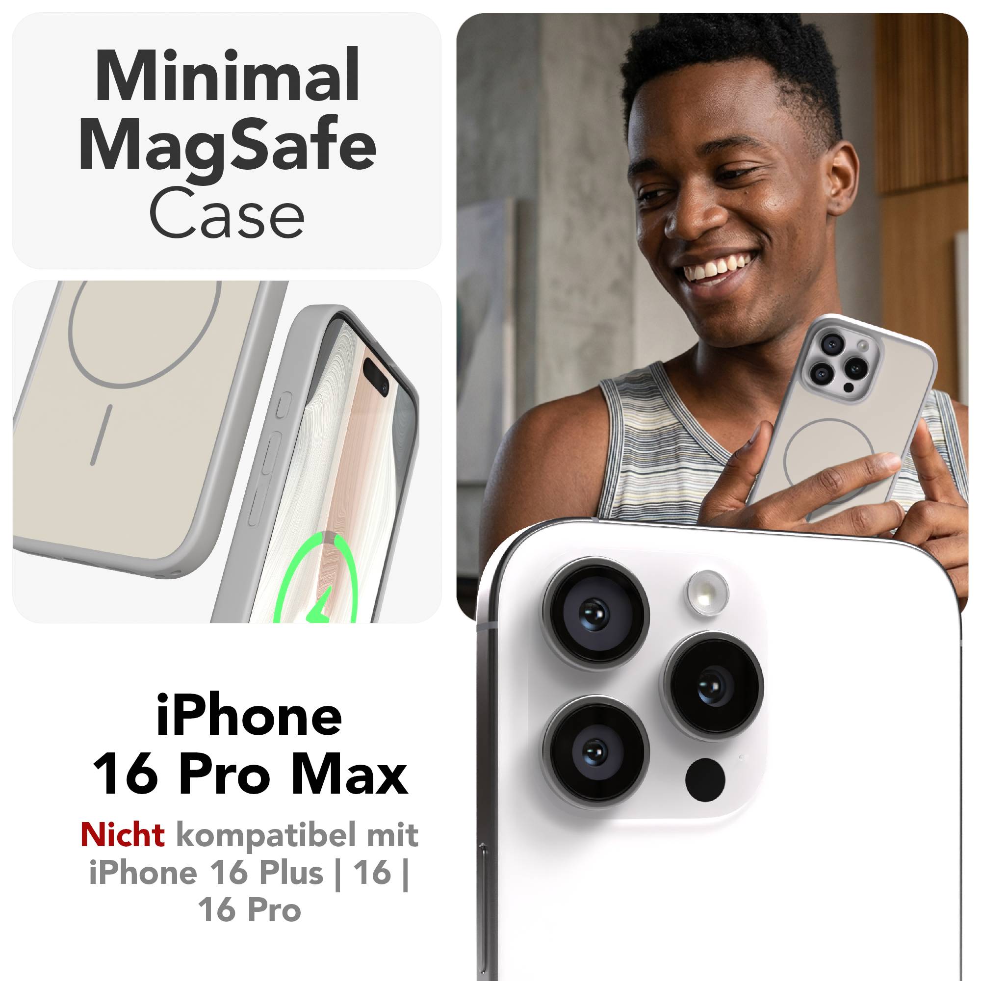 iPhone 16 Pro Max Bumper Hülle mit MagSafe Magnetring 