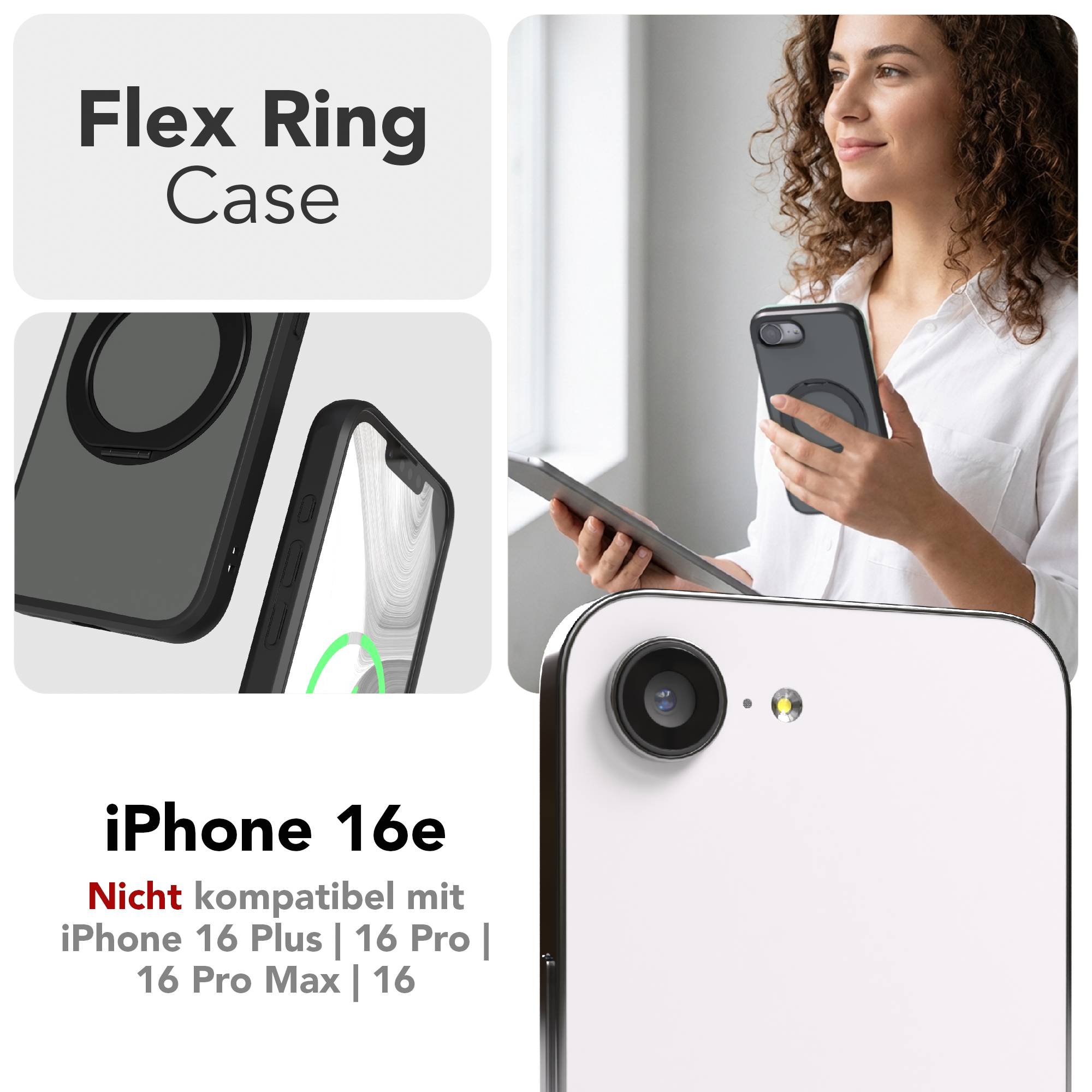 iPhone 16e Bumper Hülle mit drehbarem Ring und MagSafe Funktion 
