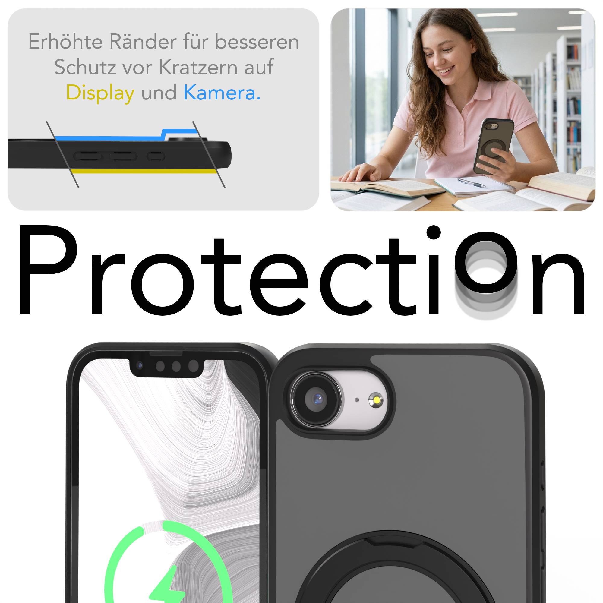 iPhone 16e Bumper Hülle mit drehbarem Ring und MagSafe Funktion 