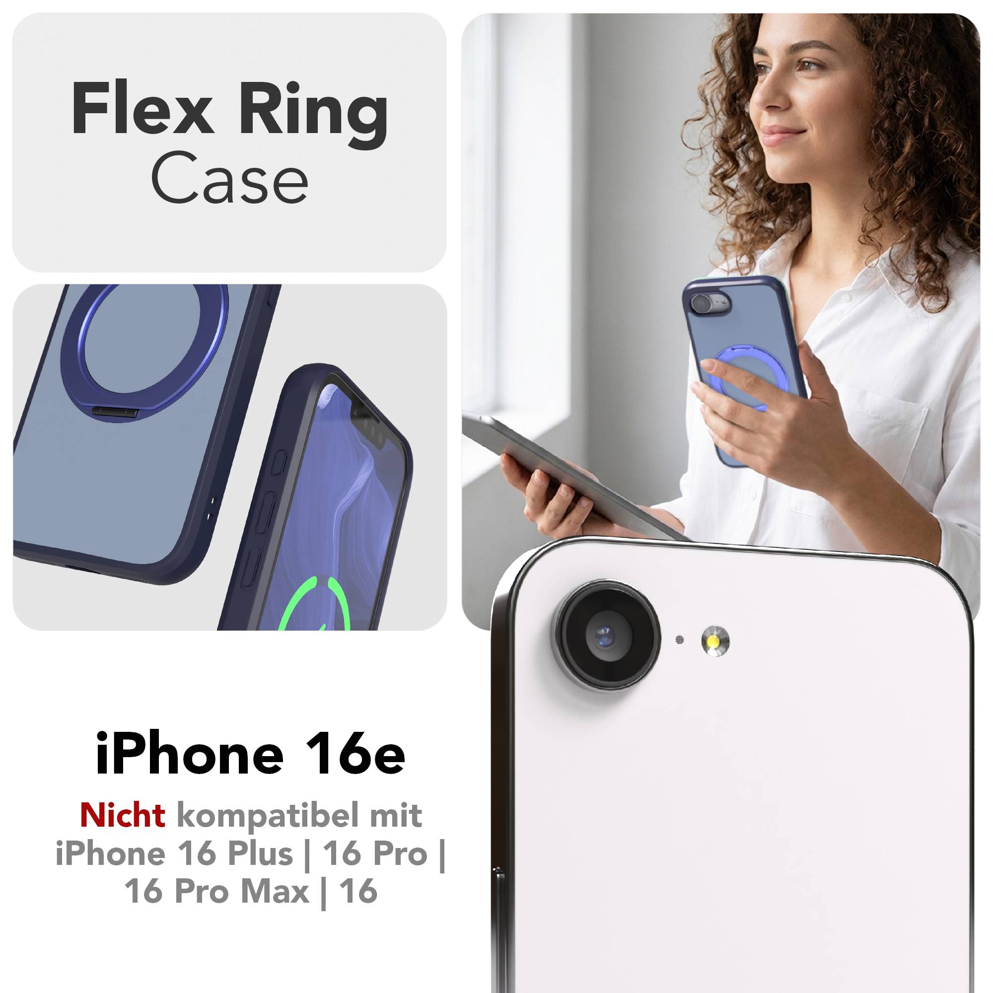 iPhone 16e Bumper Hülle mit drehbarem Ring und MagSafe Funktion 