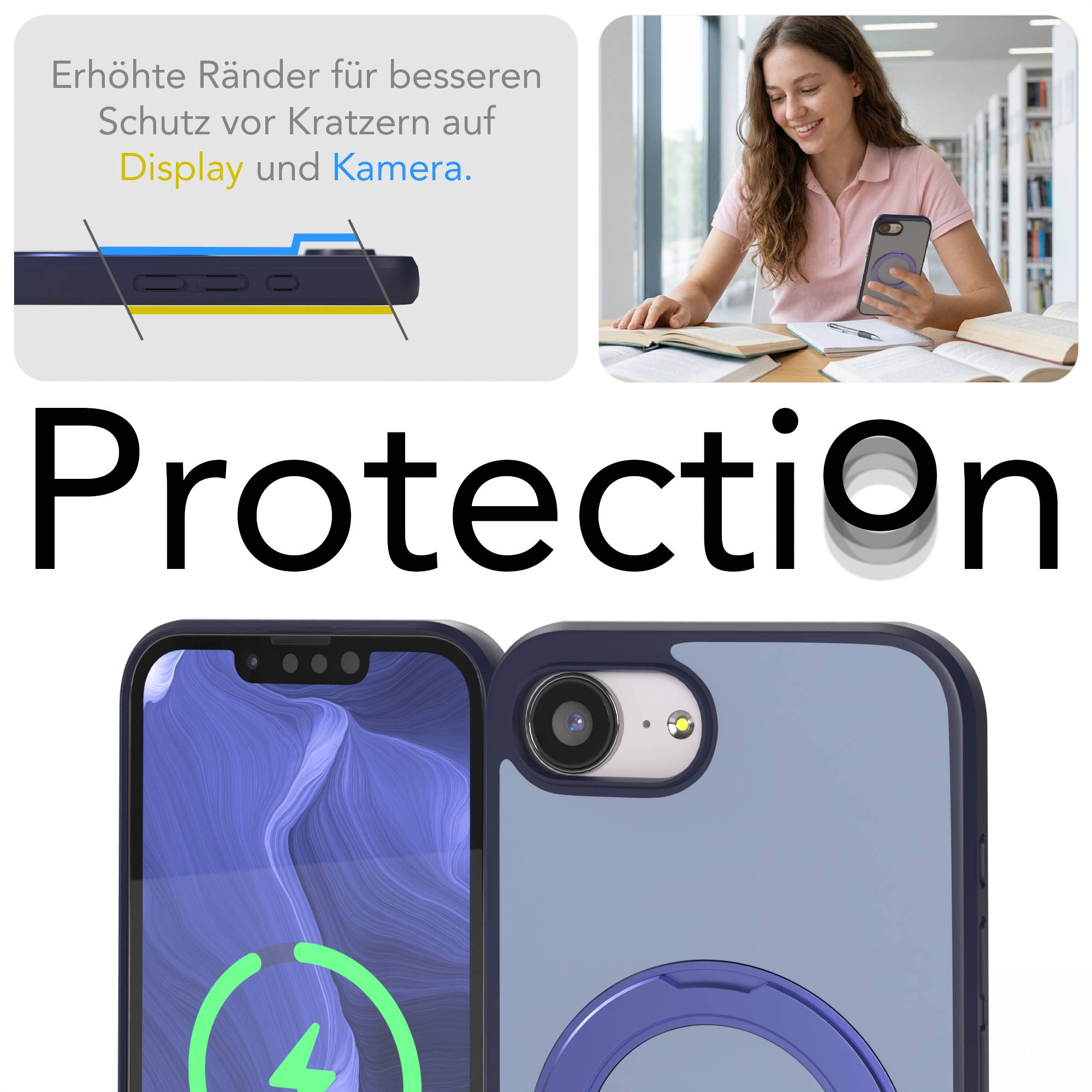 iPhone 16e Bumper Hülle mit drehbarem Ring und MagSafe Funktion 