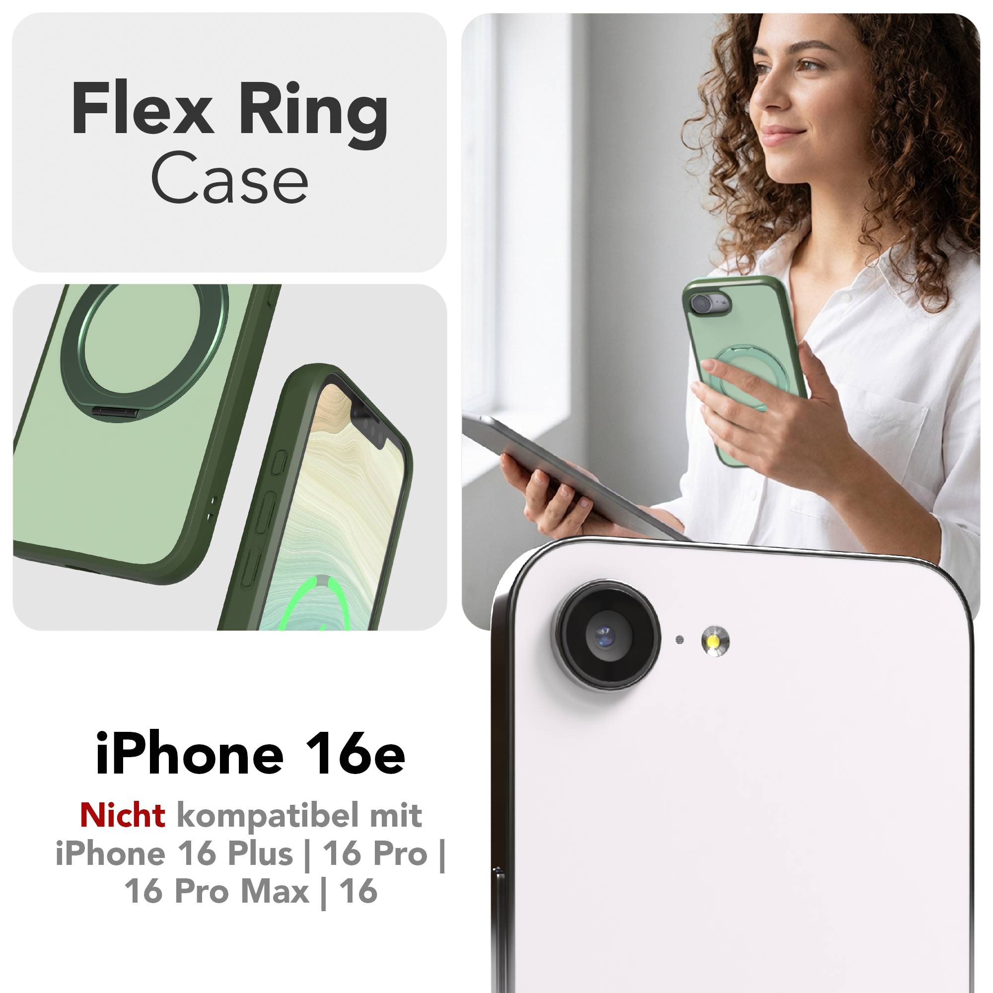 iPhone 16e Bumper Hülle mit drehbarem Ring und MagSafe Funktion 