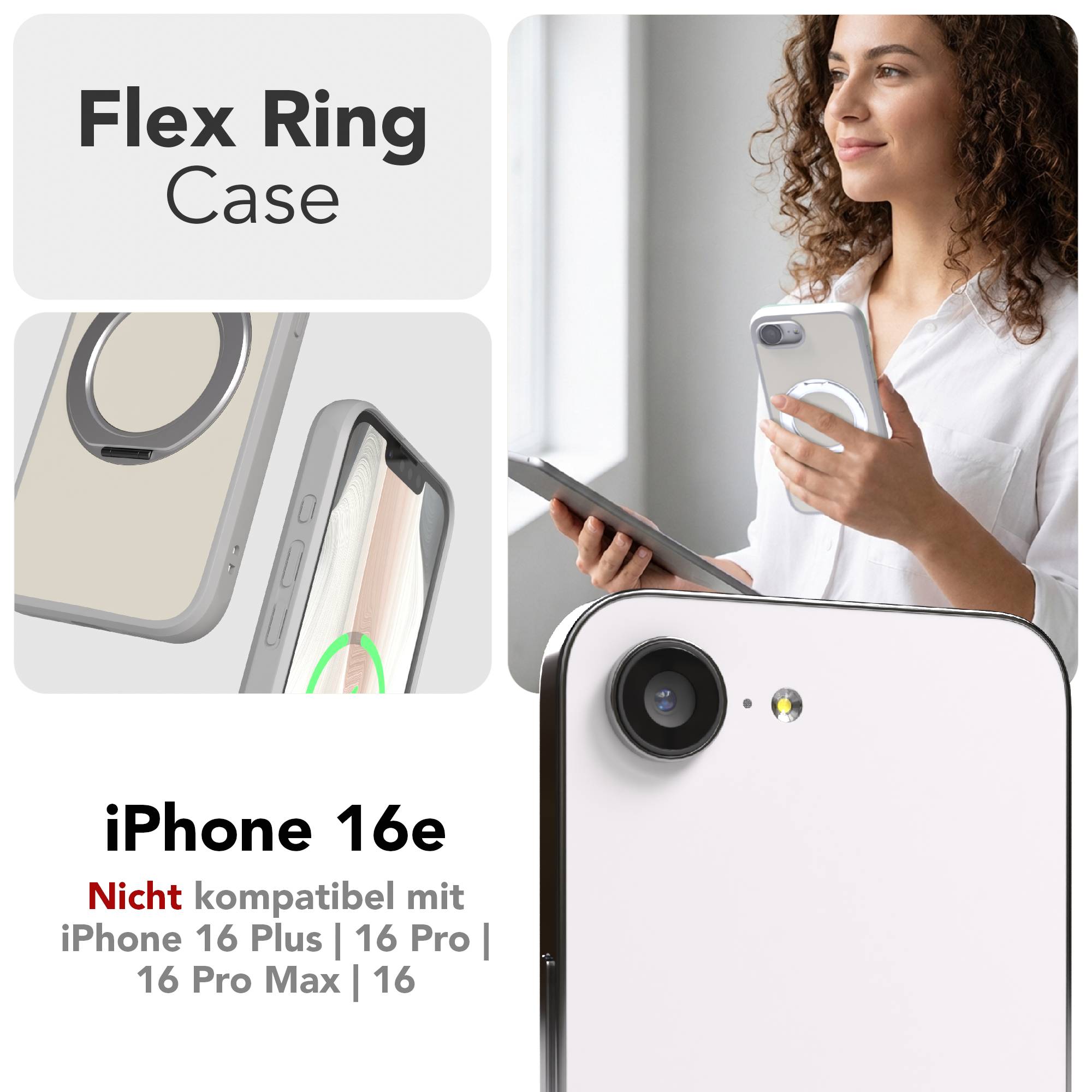 iPhone 16e Bumper Hülle mit drehbarem Ring und MagSafe Funktion 