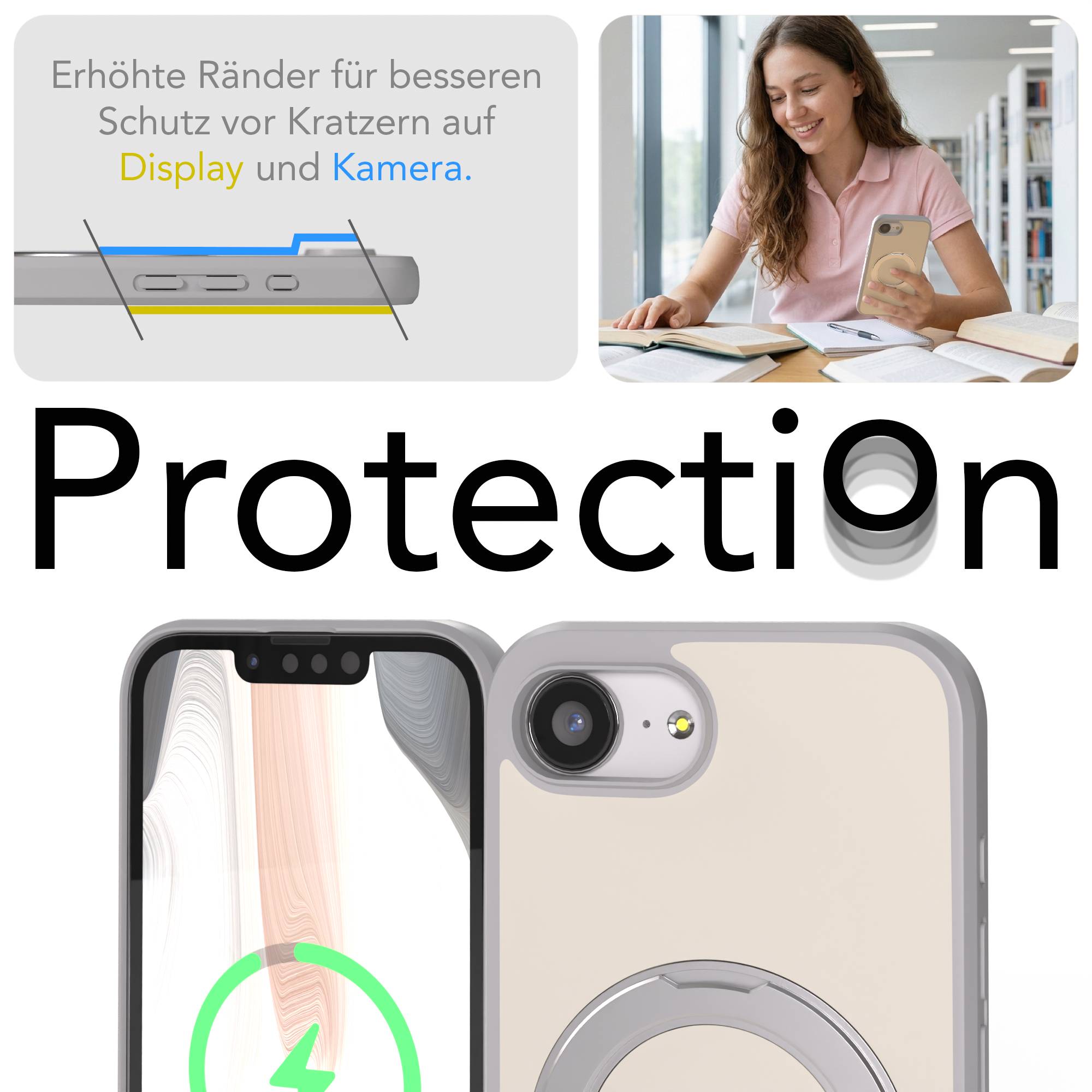 iPhone 16e Bumper Hülle mit drehbarem Ring und MagSafe Funktion 