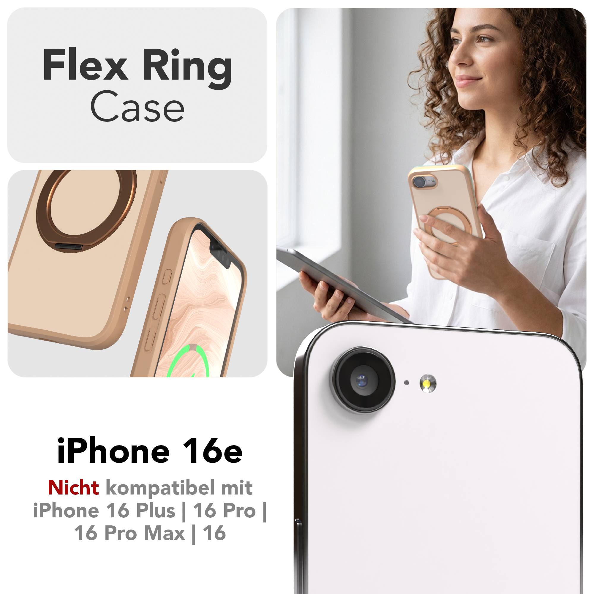 iPhone 16e Bumper Hülle mit drehbarem Ring und MagSafe Funktion 