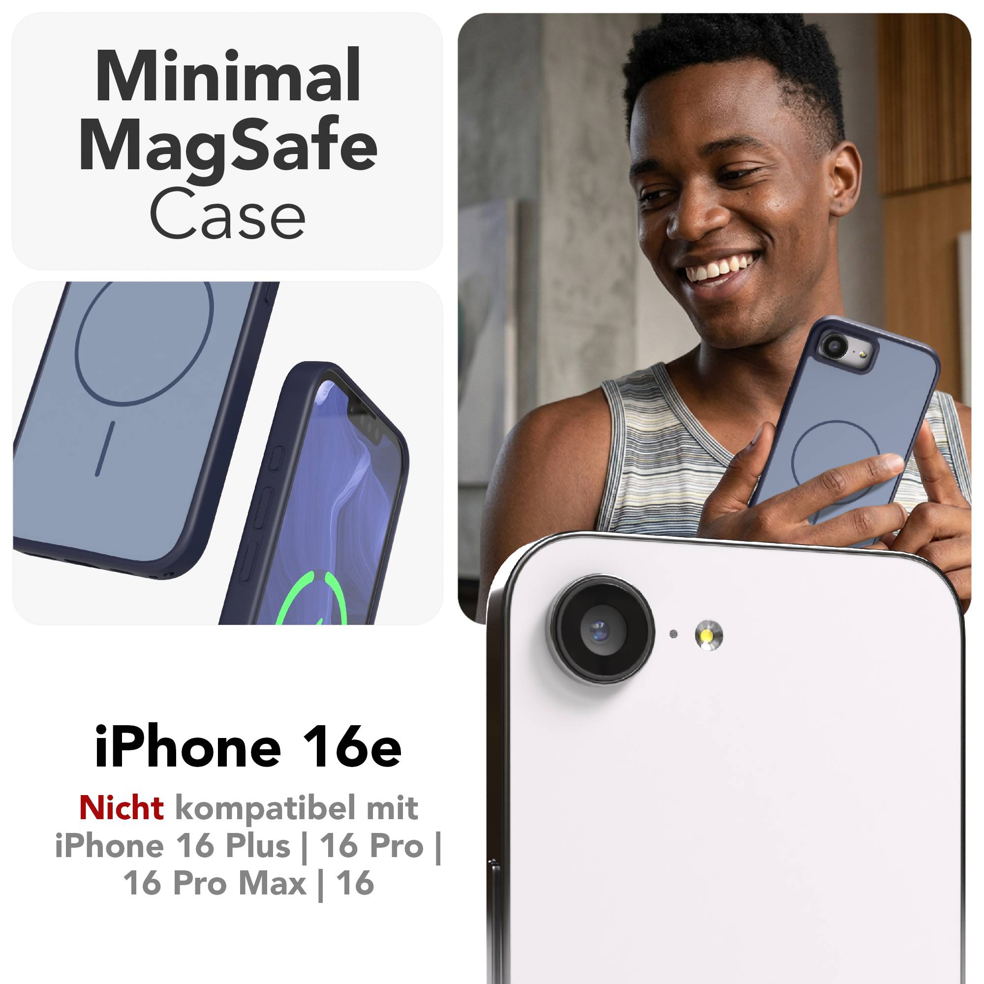 Apple iPhone 16e Bumper Hülle mit MagSafe Magnetring von EAZY CASE 