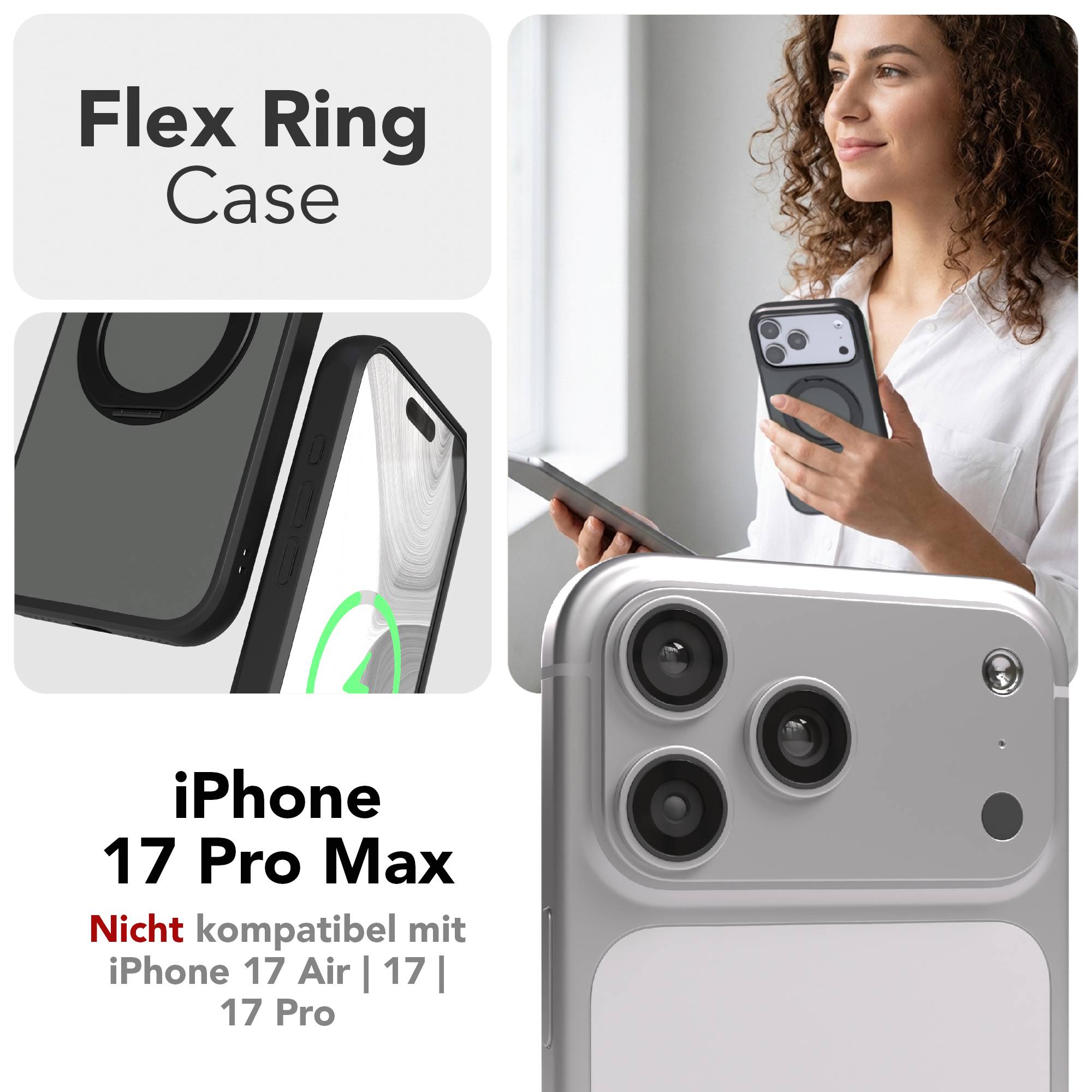 iPhone 17 Pro Max Outdoor Hülle + drehbarer Ring mit MagSafe