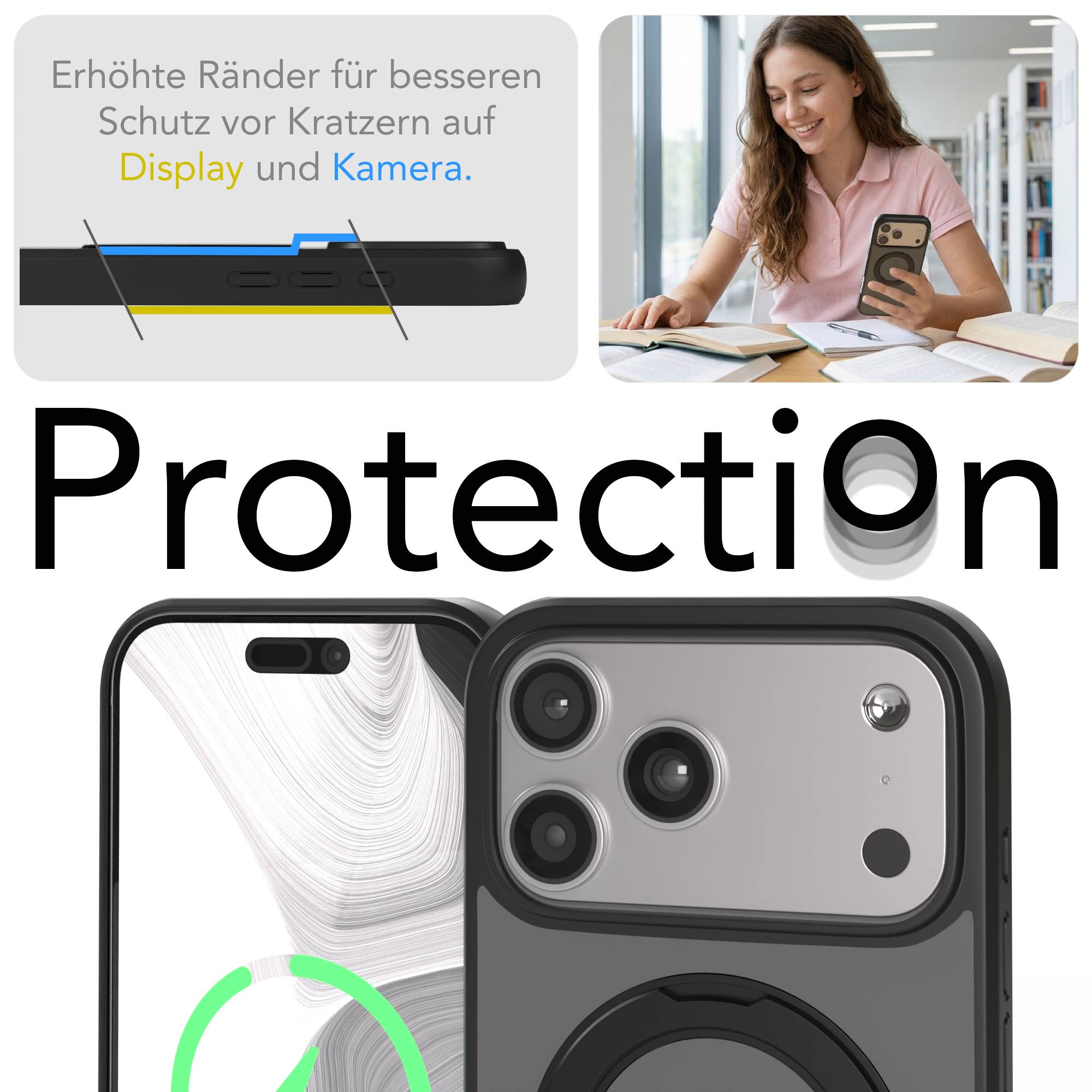 iPhone 17 Pro Max Outdoor Hülle + drehbarer Ring mit MagSafe