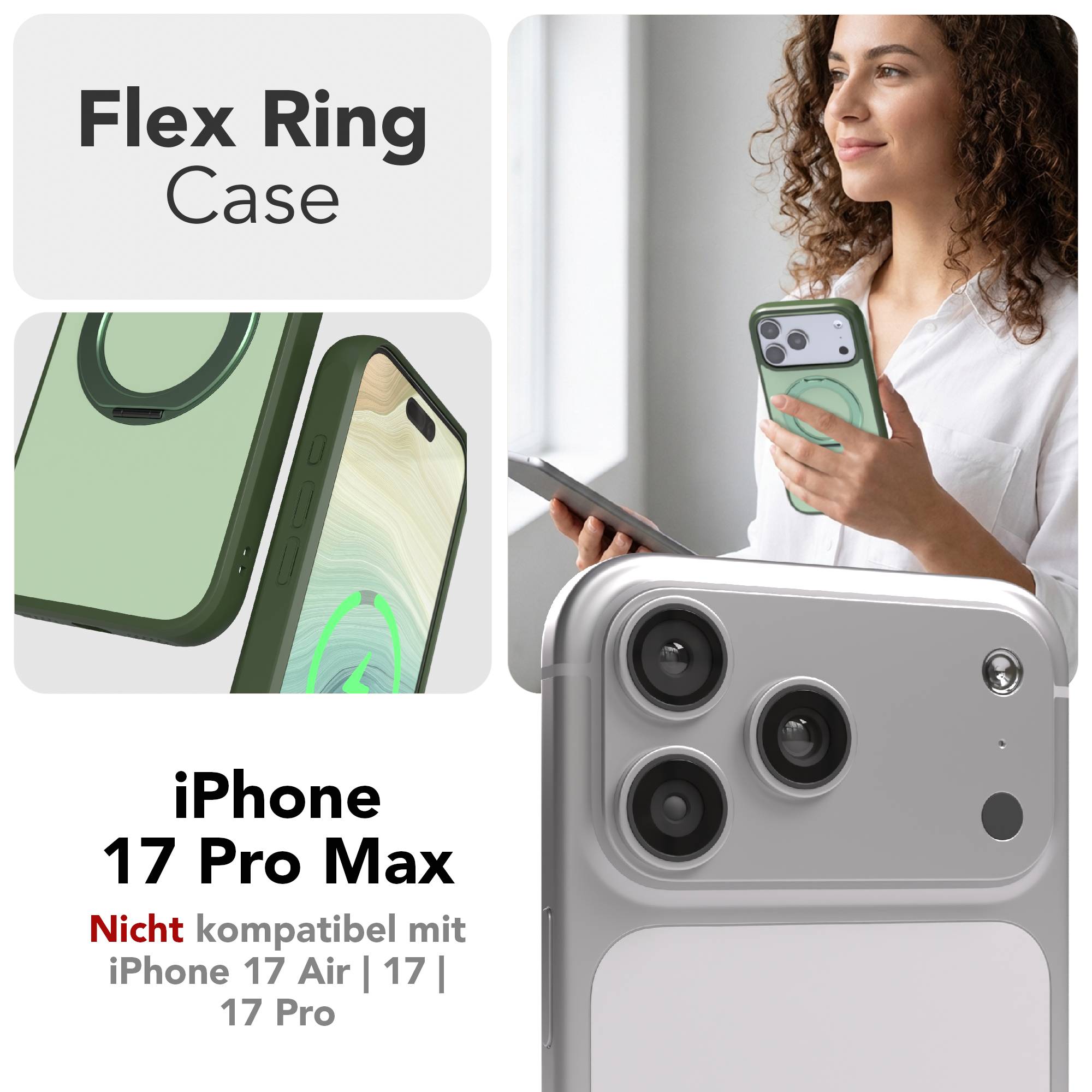 iPhone 17 Pro Max Outdoor Hülle + drehbarer Ring mit MagSafe