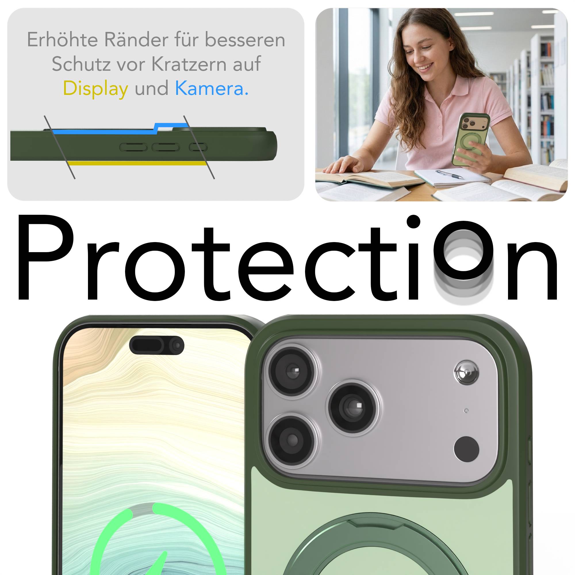 iPhone 17 Pro Max Outdoor Hülle + drehbarer Ring mit MagSafe