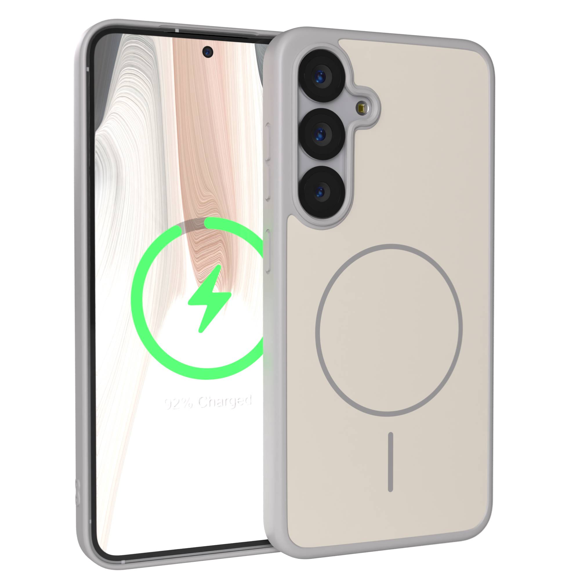 Samsung Galaxy S25 Bumper Hülle mit MagSafe Magnetring #farbe_grau