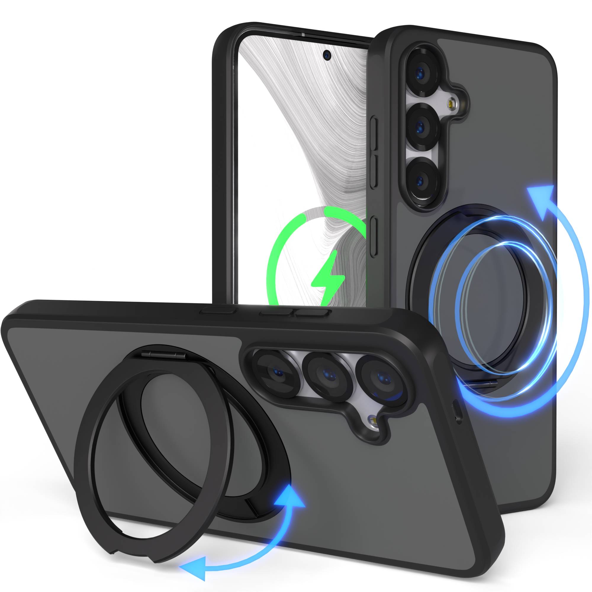 Samsung Galaxy S25 Bumper Hülle mit drehbarem Ring und MagSafe Funktion 