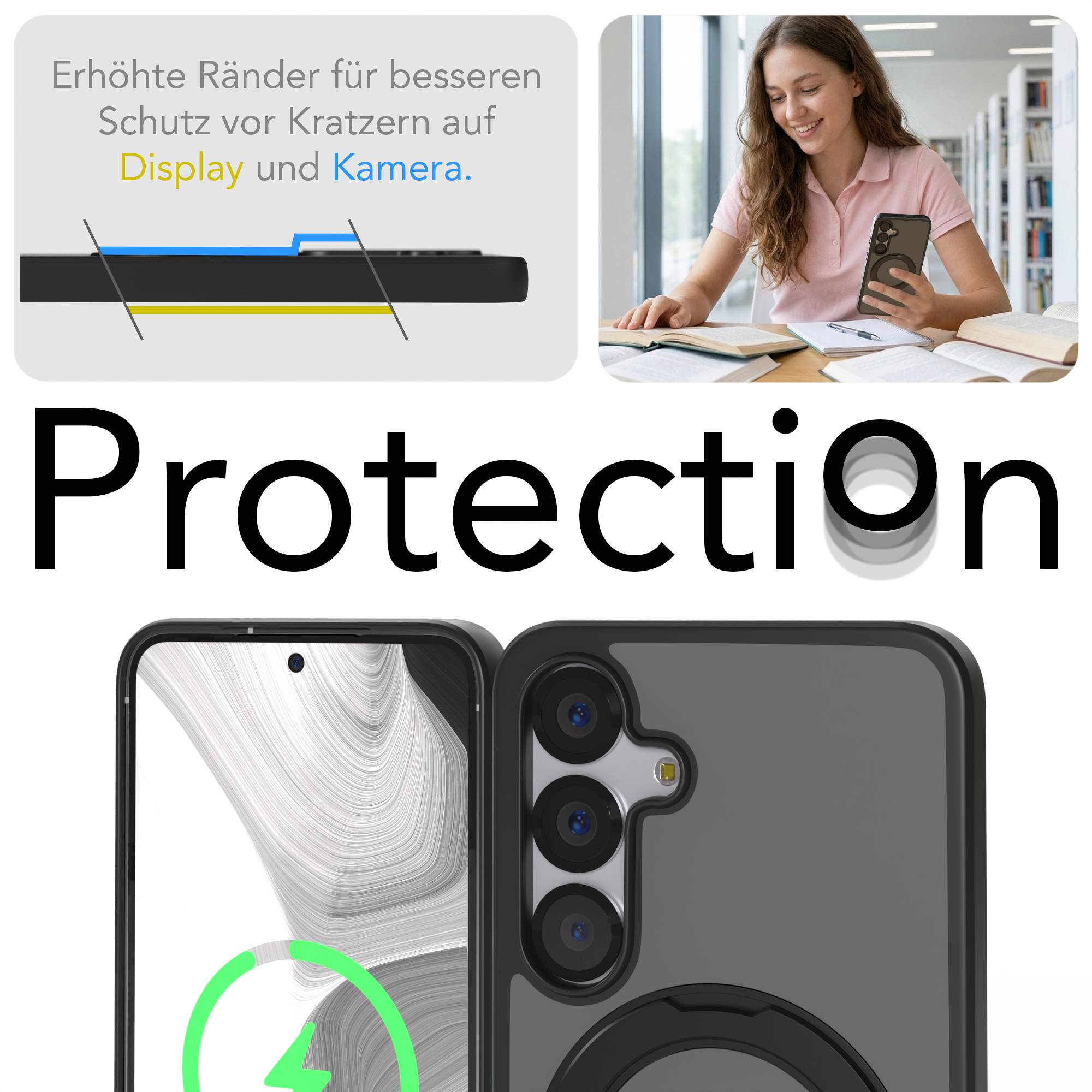 Samsung Galaxy S25 Bumper Hülle mit drehbarem Ring und MagSafe Funktion 
