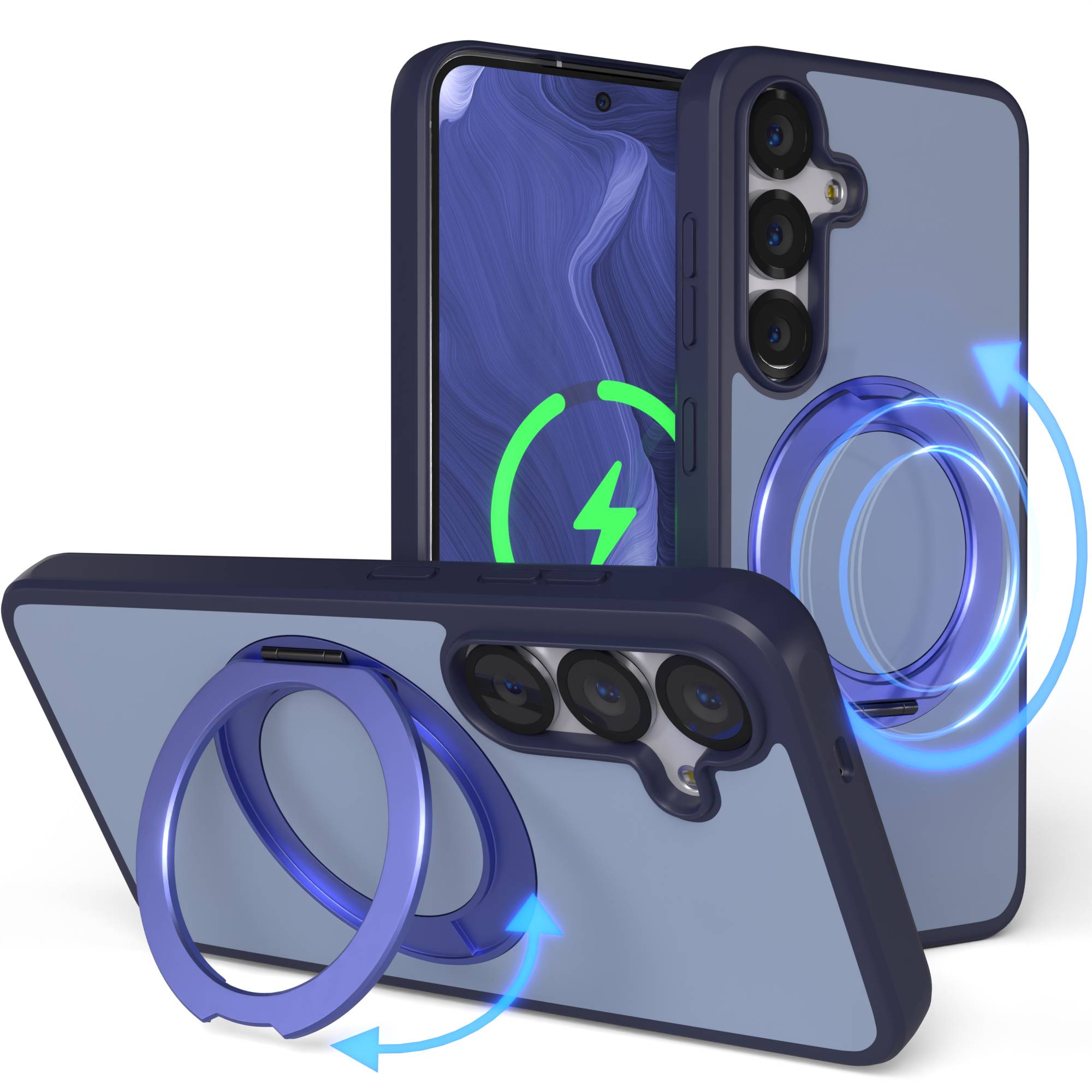 Samsung Galaxy S25 Bumper Hülle mit drehbarem Ring und MagSafe Funktion 