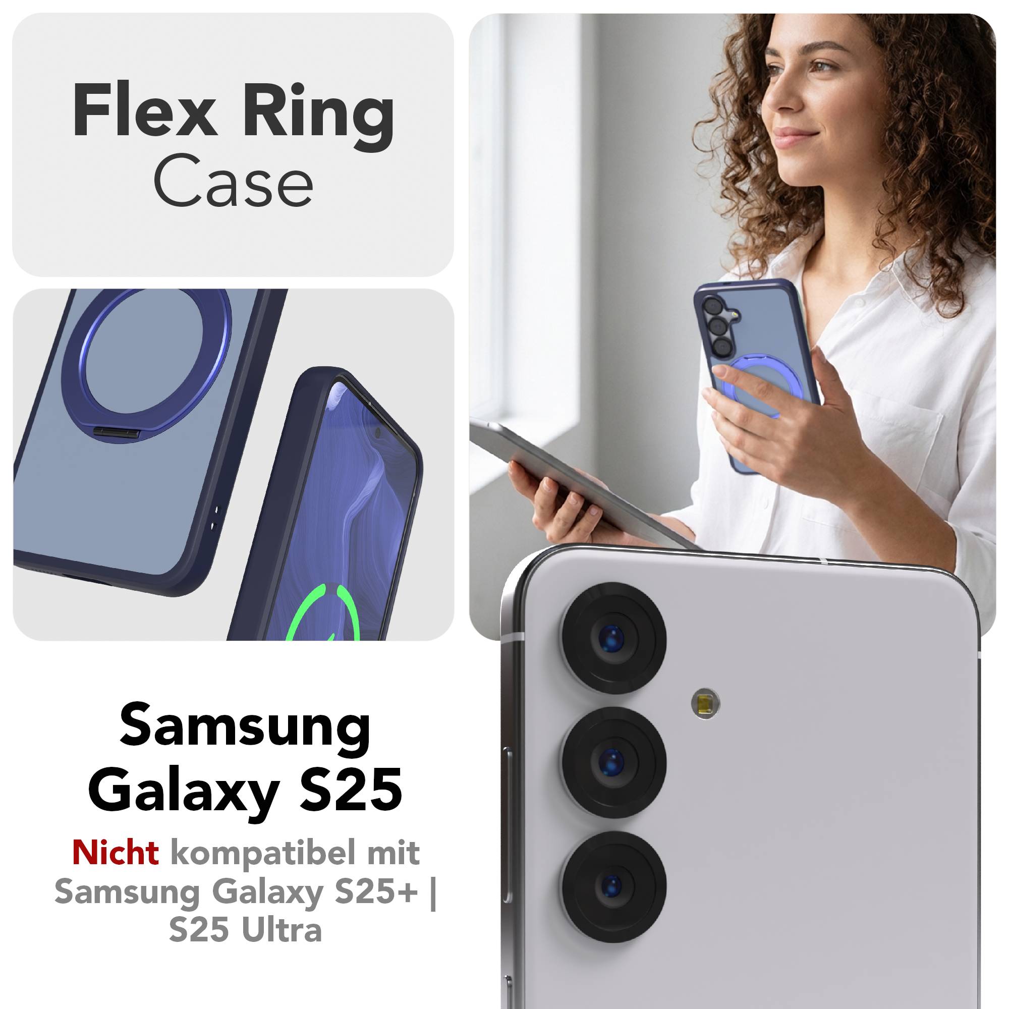 Samsung Galaxy S25 Bumper Hülle mit drehbarem Ring und MagSafe Funktion 