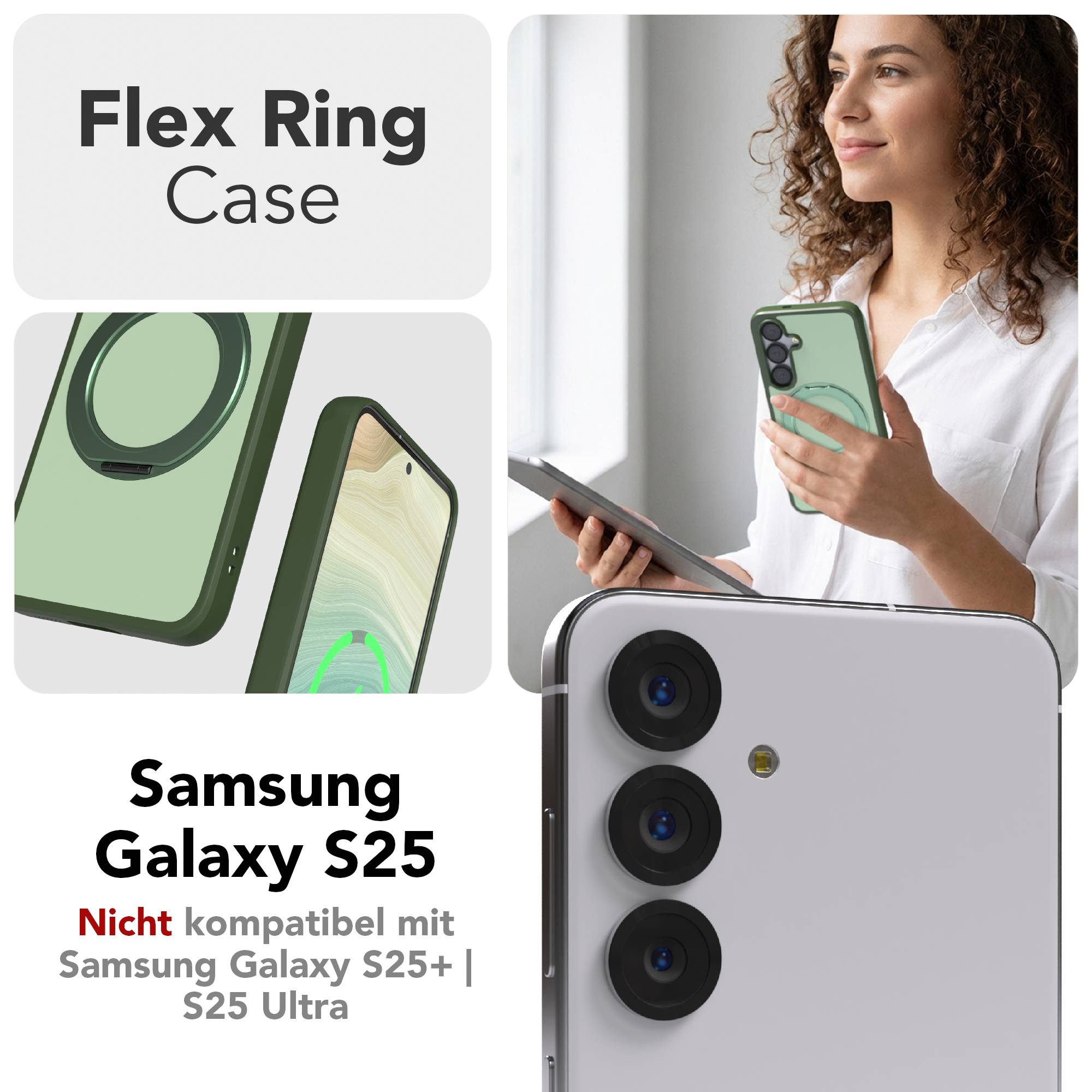 Samsung Galaxy S25 Bumper Hülle mit drehbarem Ring und MagSafe Funktion 