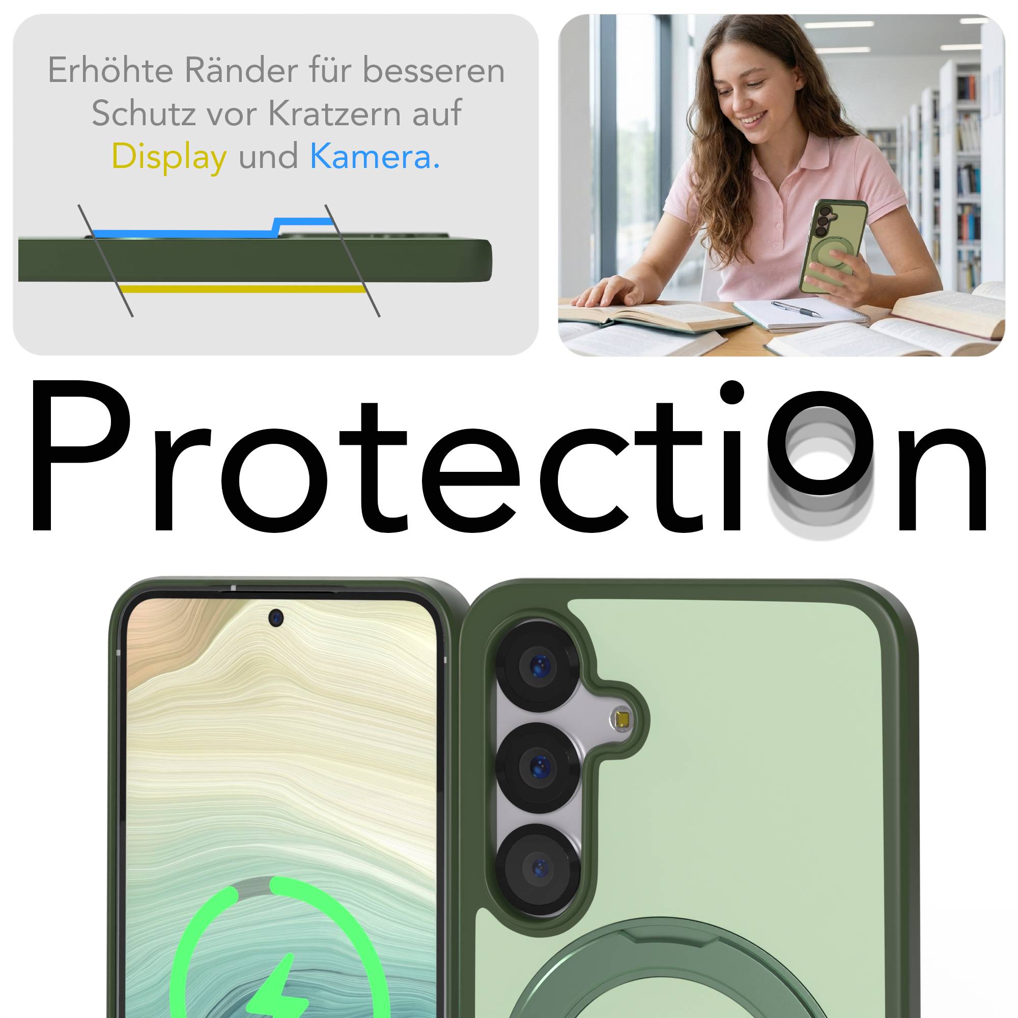 Samsung Galaxy S25 Bumper Hülle mit drehbarem Ring und MagSafe Funktion 