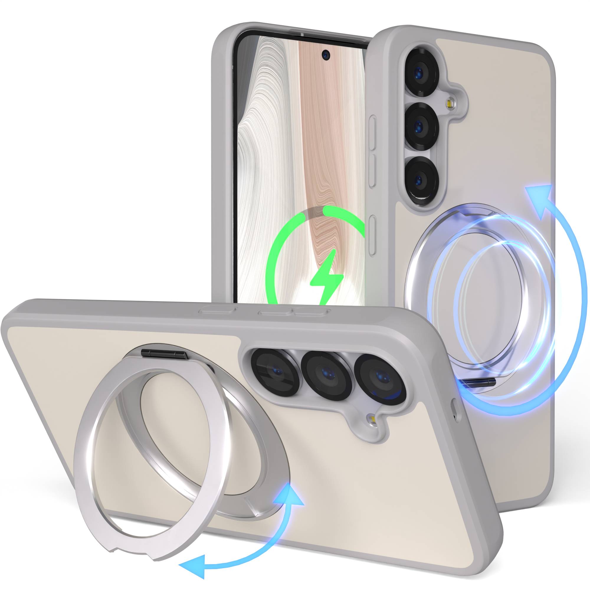 Samsung Galaxy S25 Bumper Hülle mit drehbarem Ring und MagSafe Funktion 