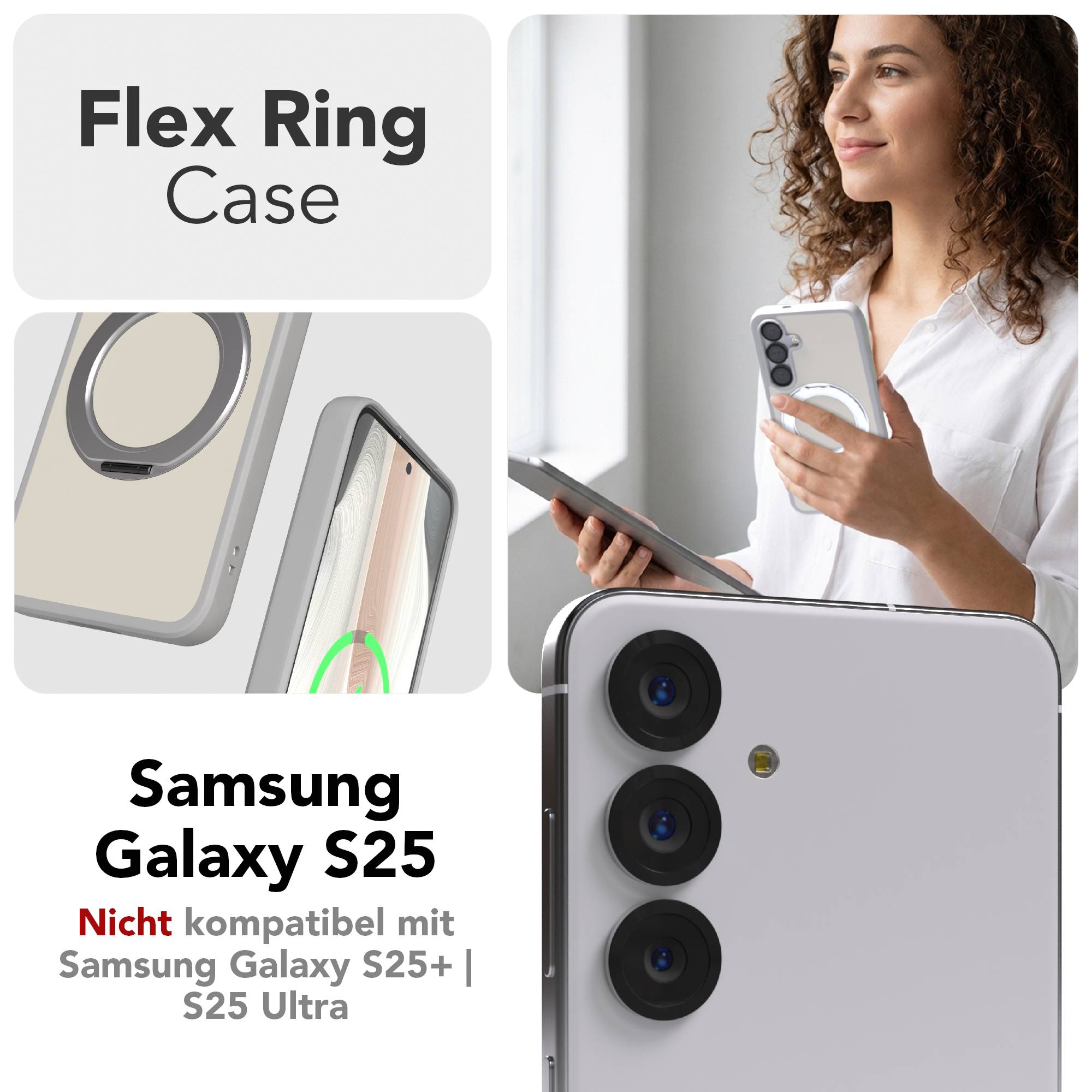Samsung Galaxy S25 Bumper Hülle mit drehbarem Ring und MagSafe Funktion 
