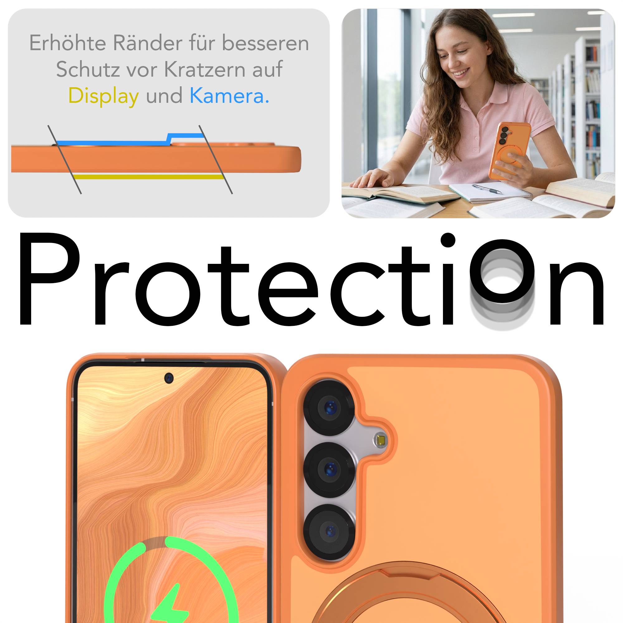 Samsung Galaxy S25 Bumper Hülle mit drehbarem Ring und MagSafe Funktion 