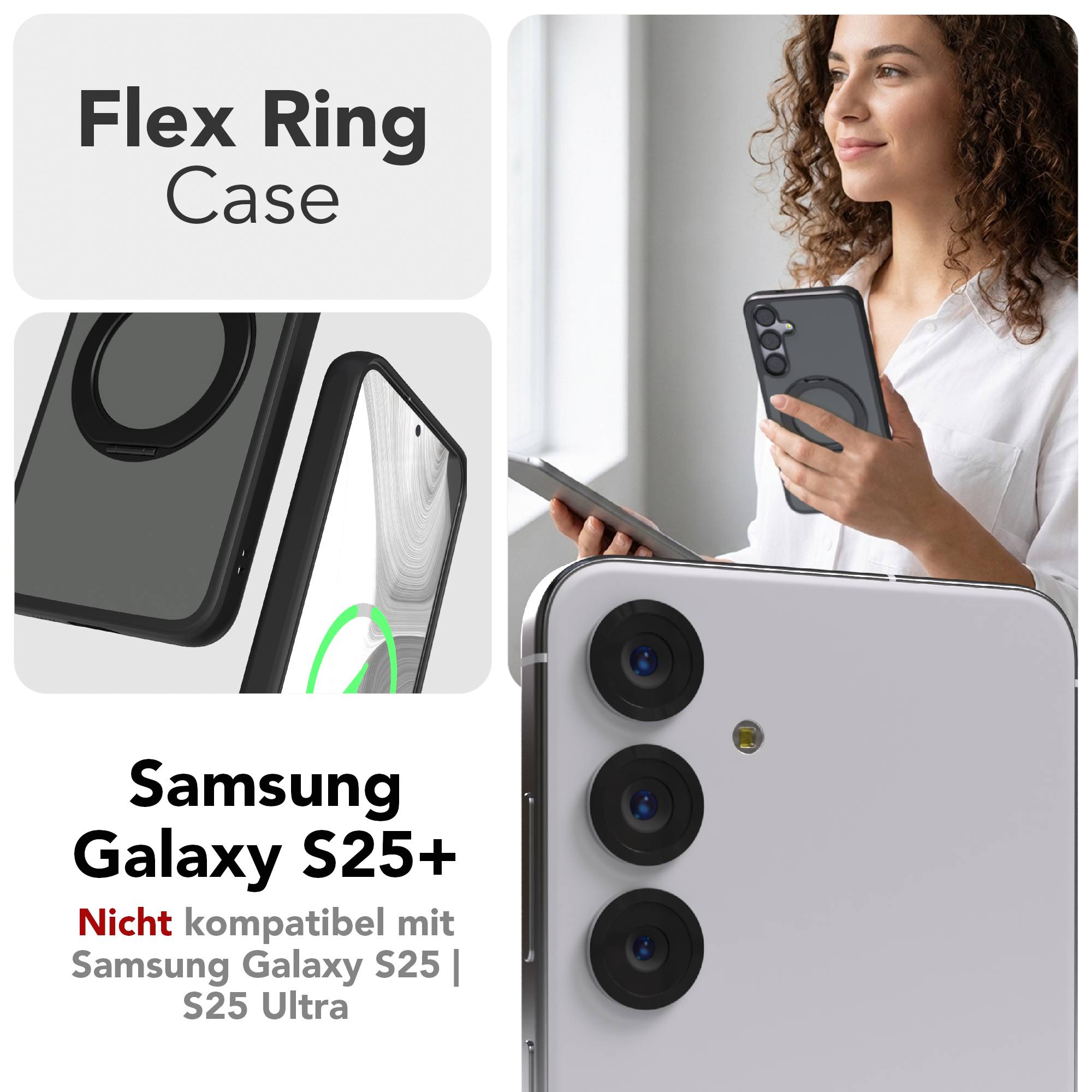 Samsung Galaxy S25 Plus Bumper Hülle mit drehbarem Ring MagSafe 