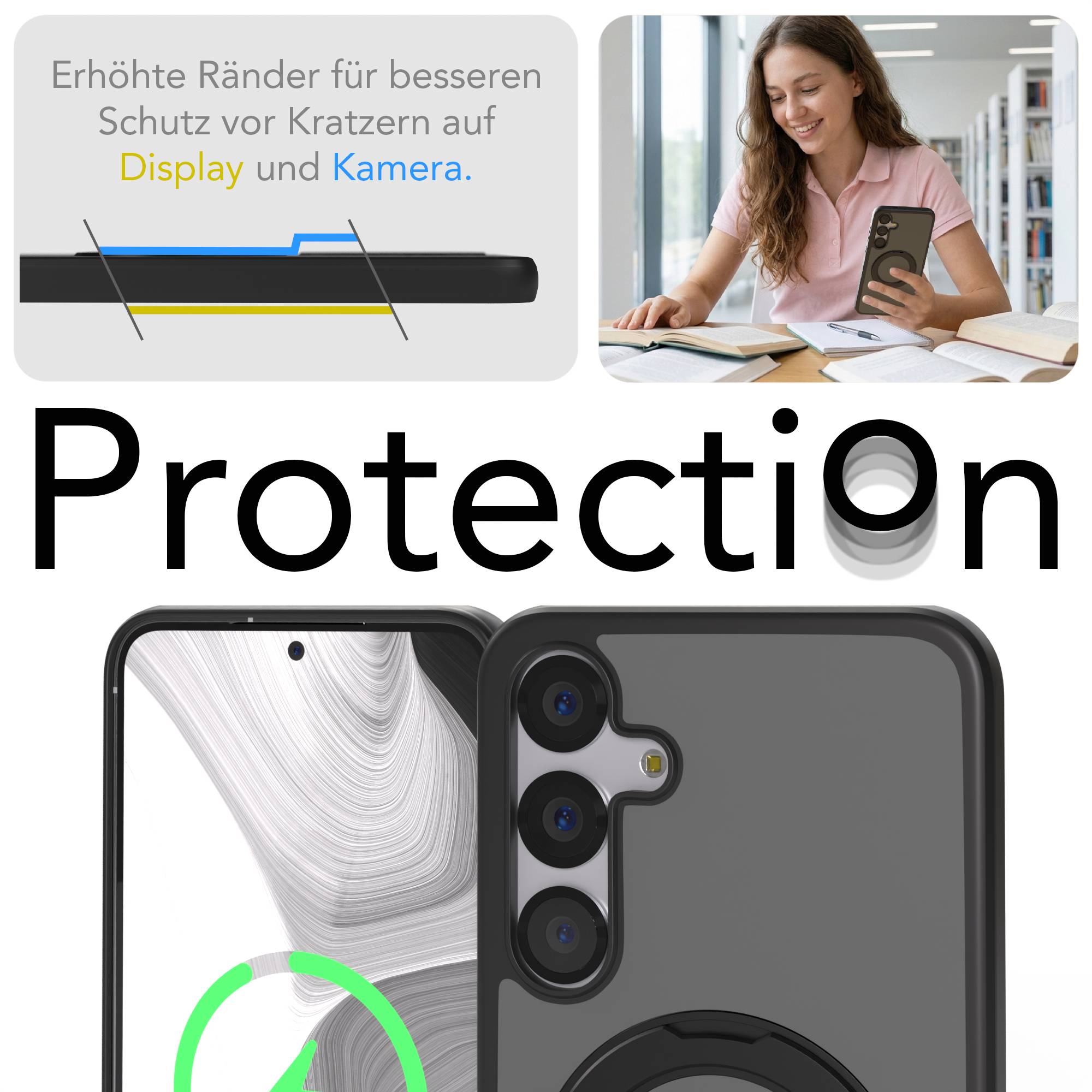 Samsung Galaxy S25 Plus Bumper Hülle mit drehbarem Ring MagSafe 