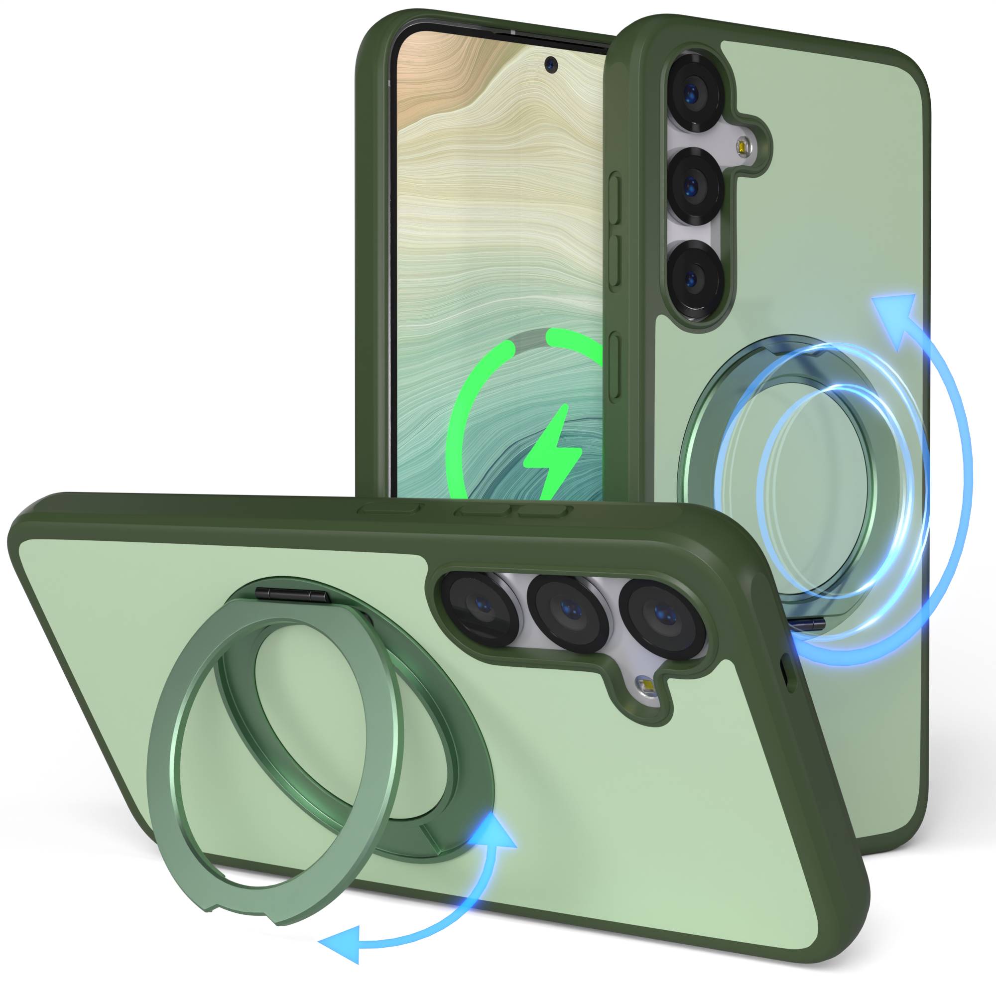 Samsung Galaxy S25 Plus Bumper Hülle mit drehbarem Ring MagSafe 