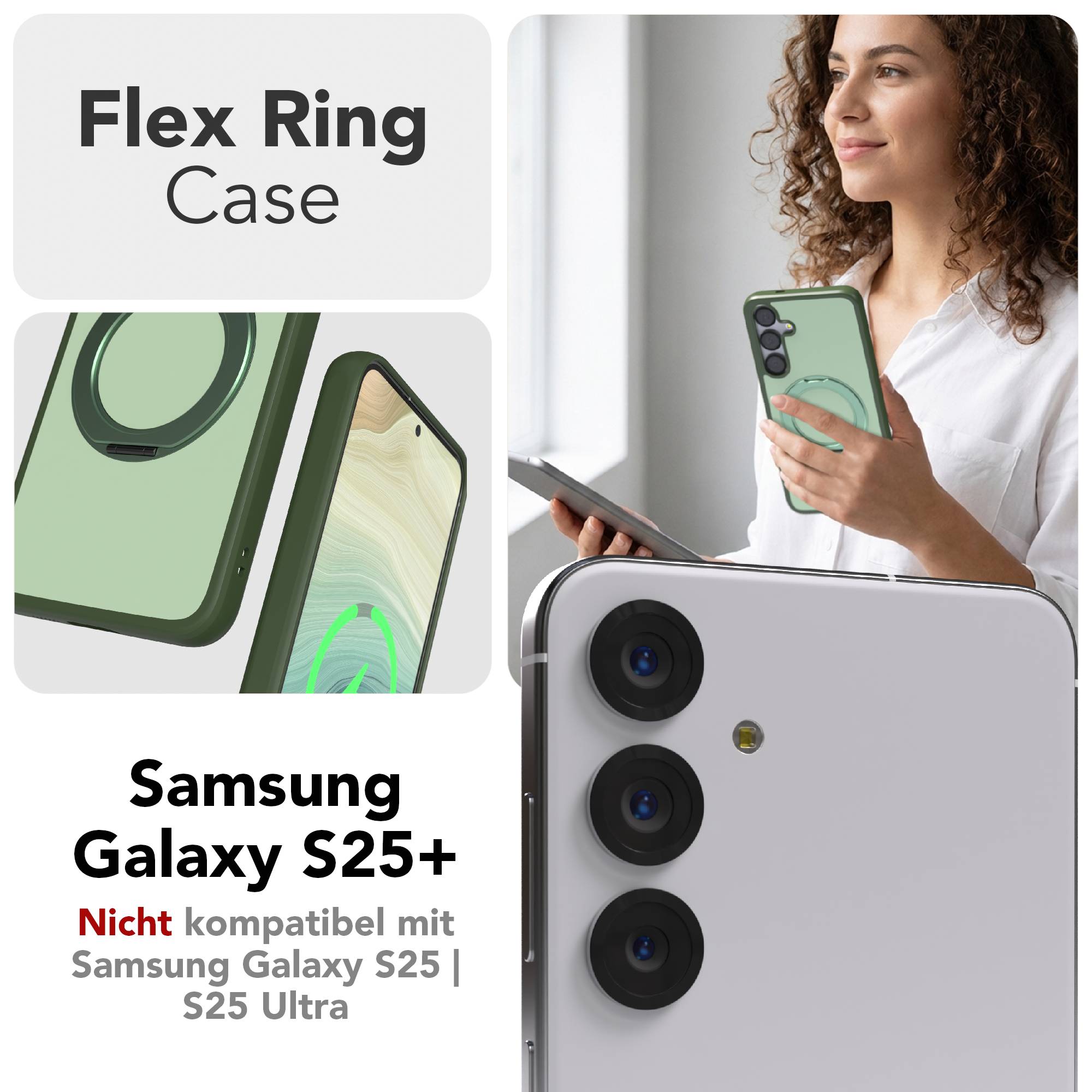 Samsung Galaxy S25 Plus Bumper Hülle mit drehbarem Ring MagSafe 
