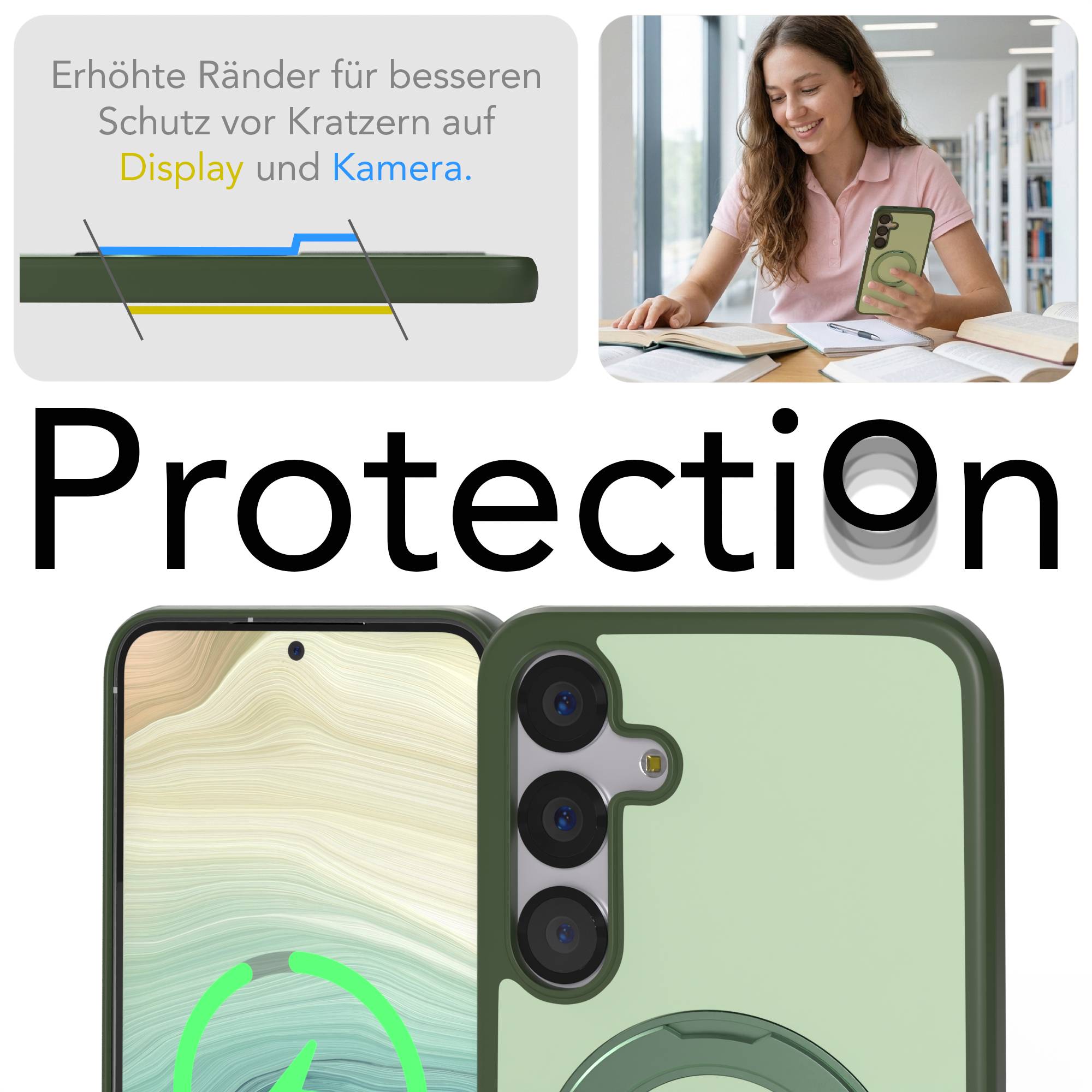 Samsung Galaxy S25 Plus Bumper Hülle mit drehbarem Ring MagSafe 