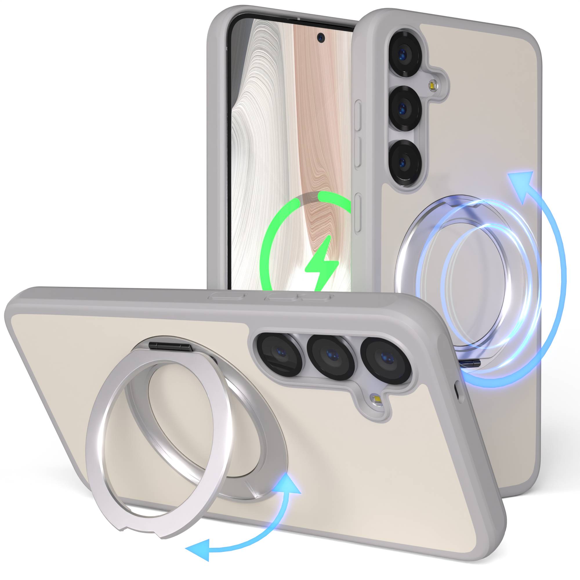 Samsung Galaxy S25 Plus Bumper Hülle mit drehbarem Ring MagSafe 