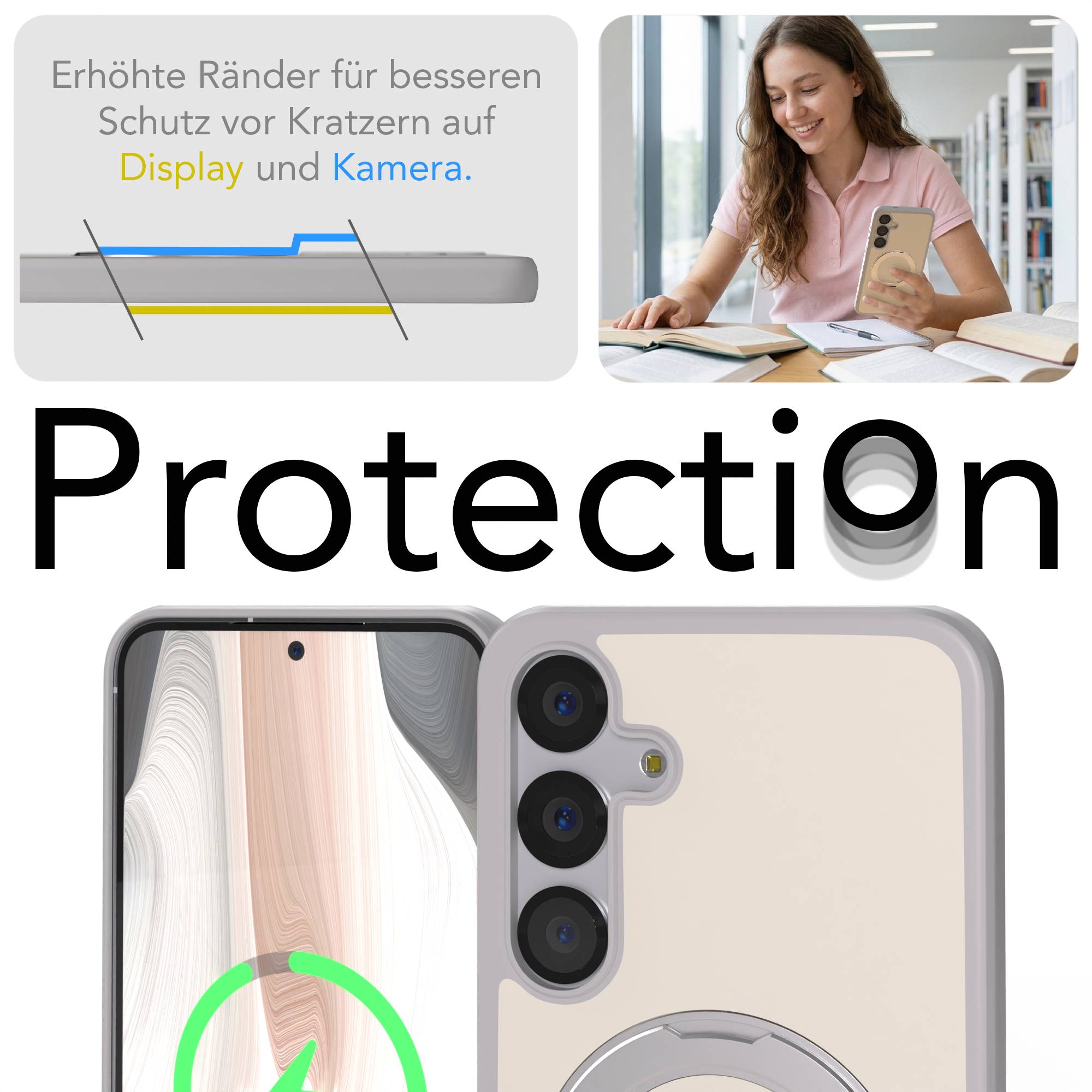 Samsung Galaxy S25 Plus Bumper Hülle mit drehbarem Ring MagSafe 