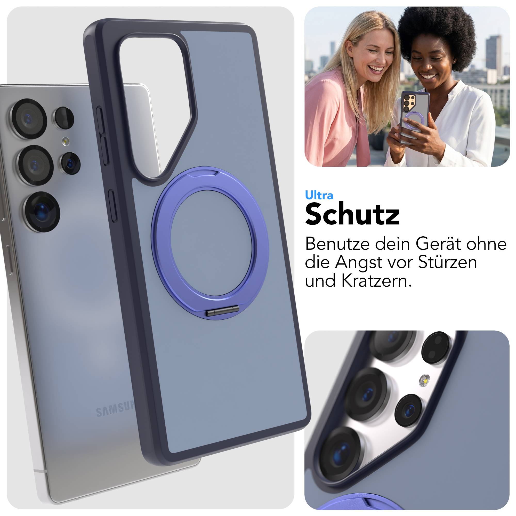 Samsung Galaxy S25 Ultra Bumper Hülle mit drehbarem Ring und MagSafe 