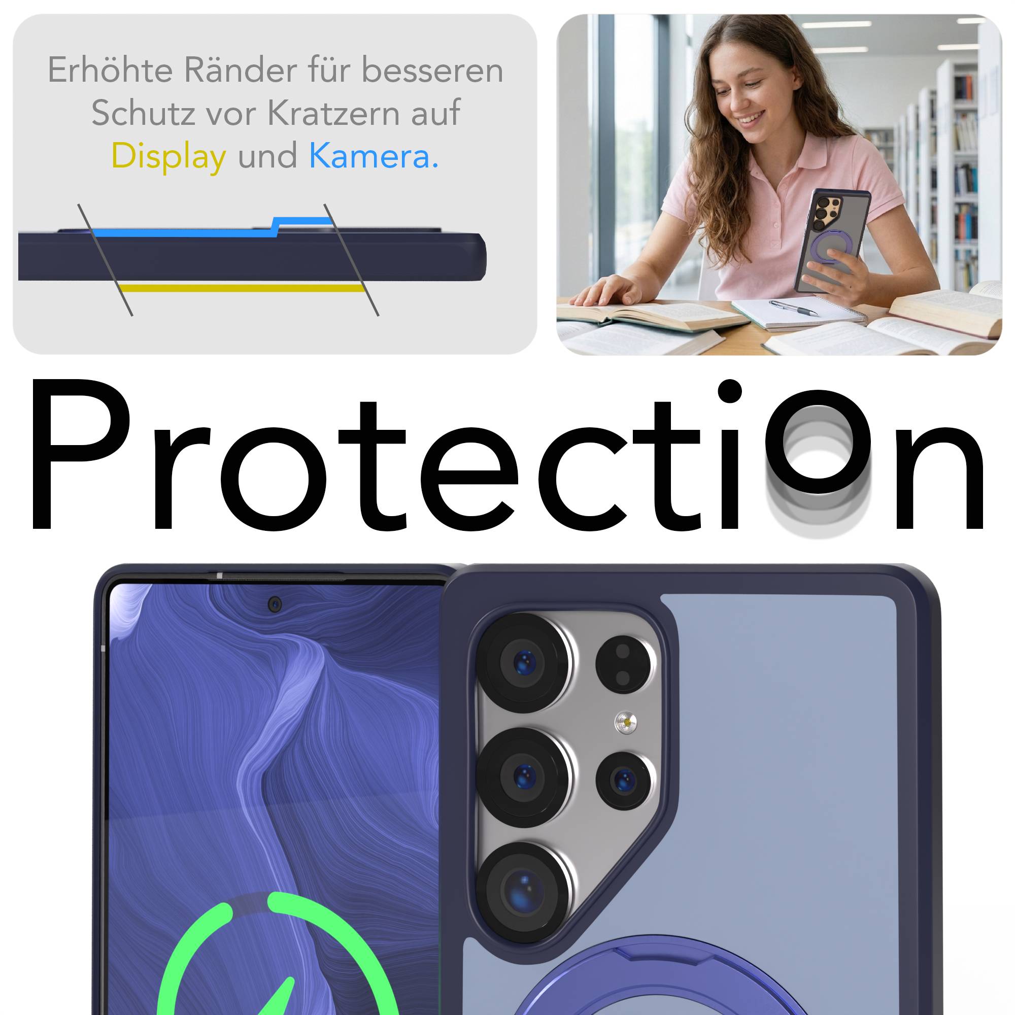 Samsung Galaxy S25 Ultra Bumper Hülle mit drehbarem Ring und MagSafe 