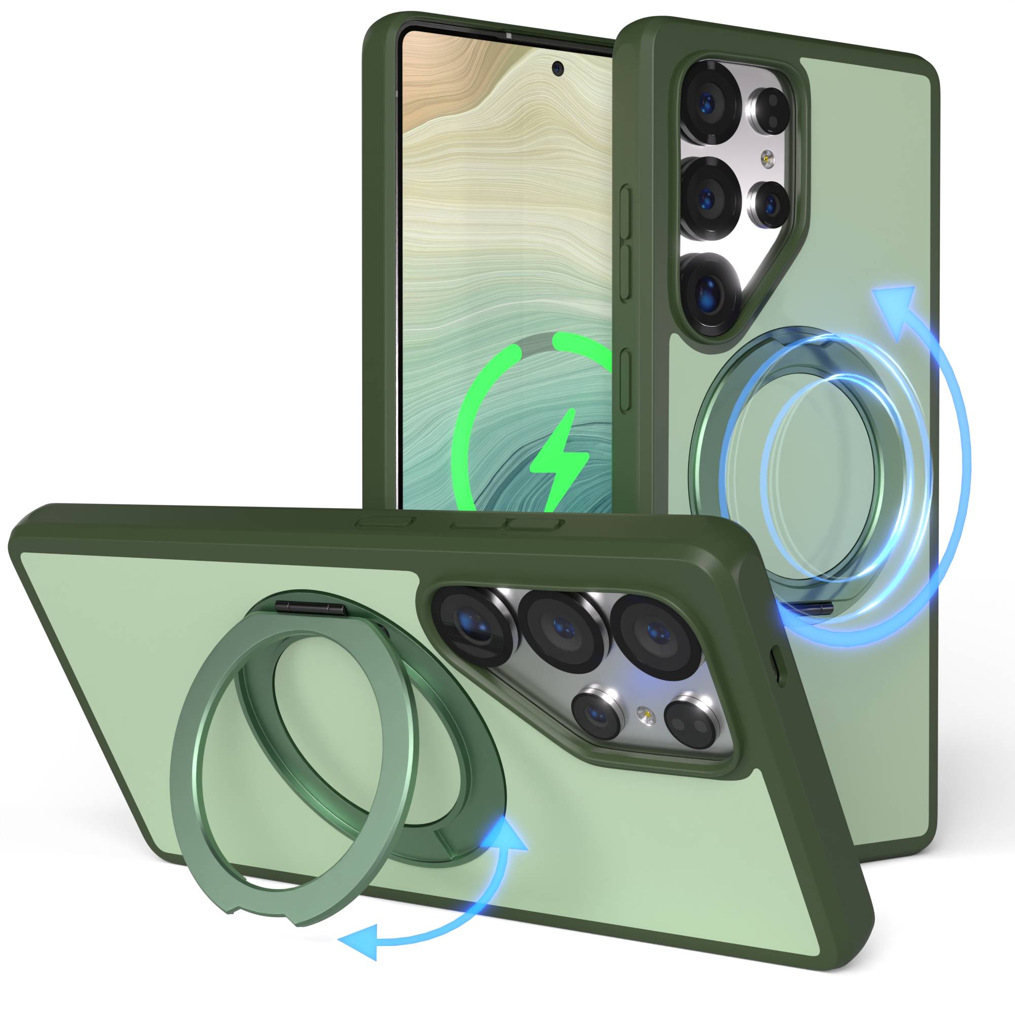 Samsung Galaxy S25 Ultra Bumper Hülle mit drehbarem Ring und MagSafe 
