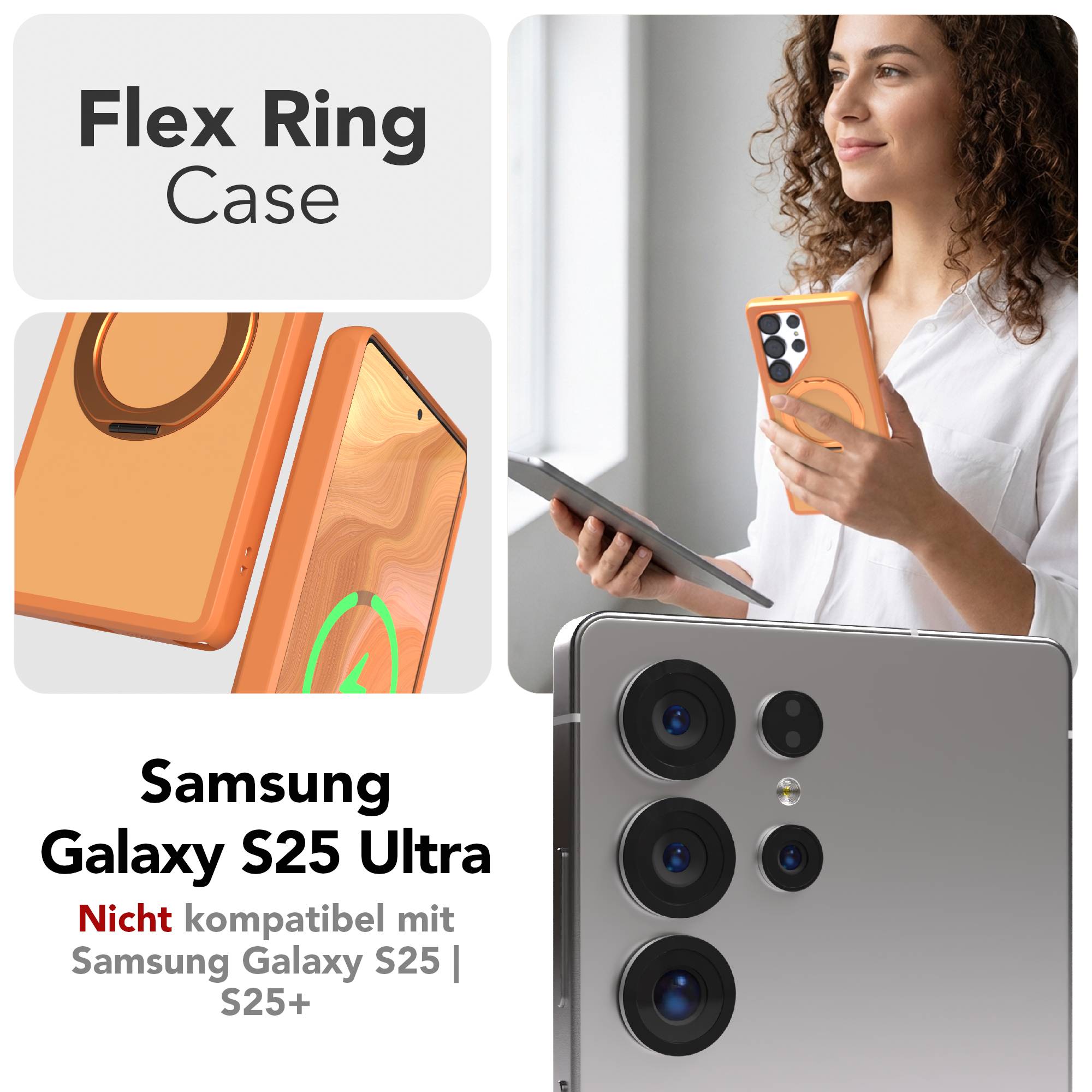 Samsung Galaxy S25 Ultra Bumper Hülle mit drehbarem Ring und MagSafe 