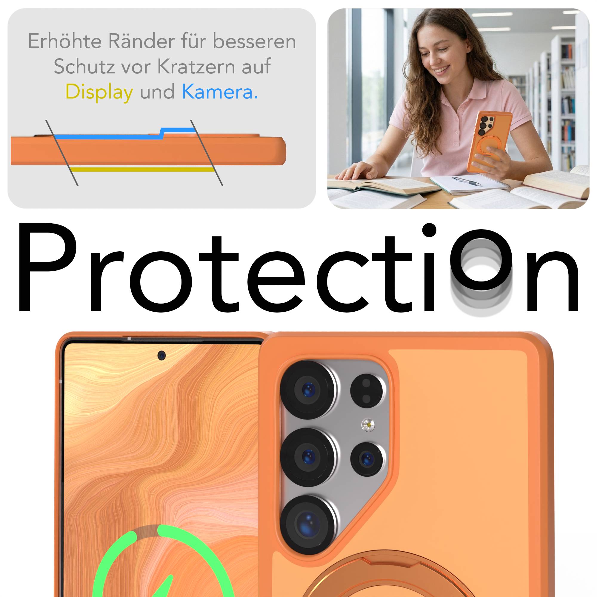 Samsung Galaxy S25 Ultra Bumper Hülle mit drehbarem Ring und MagSafe 