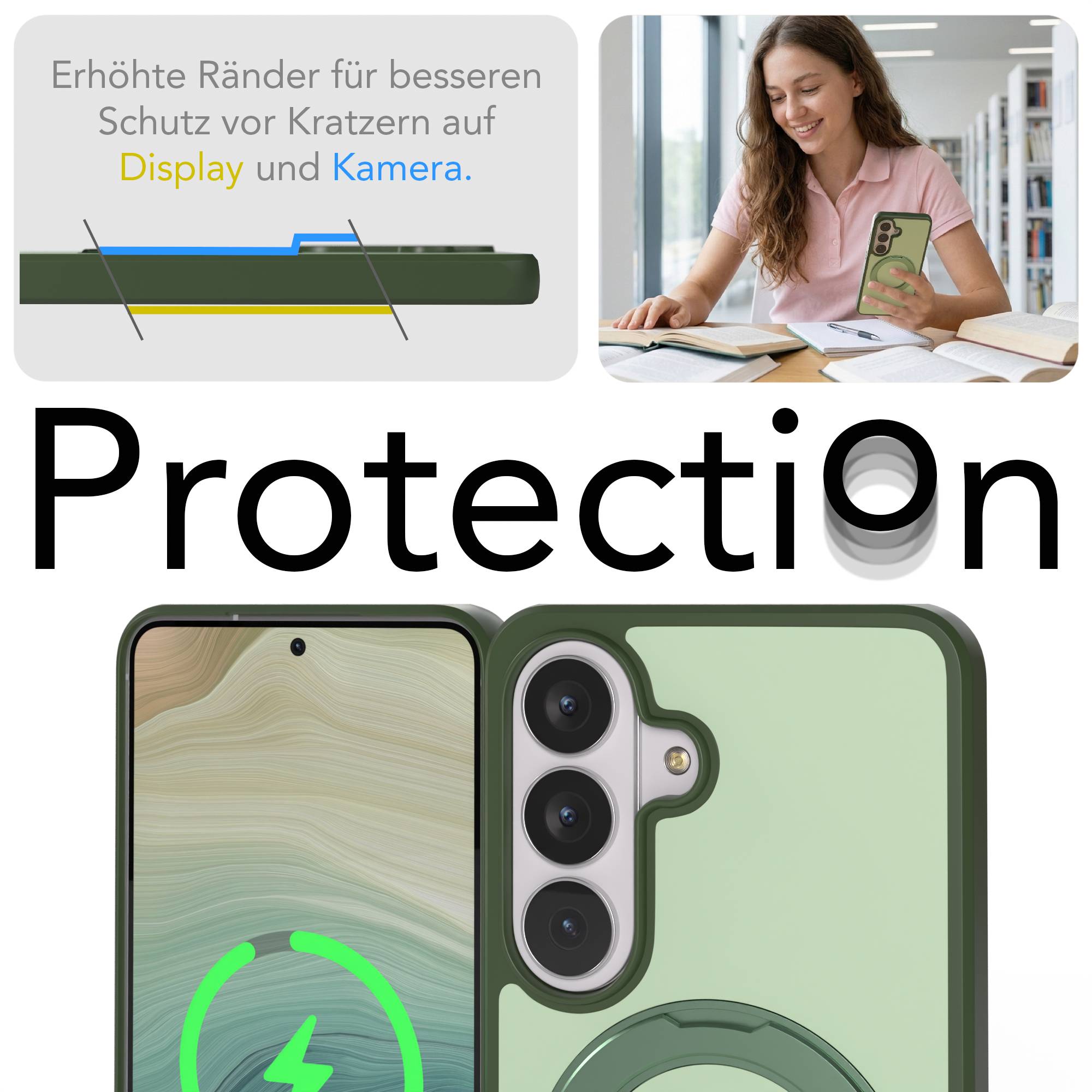 Samsung Galaxy S26 Bumper Hülle mit drehbarem Ring und MagSafe Funktion 