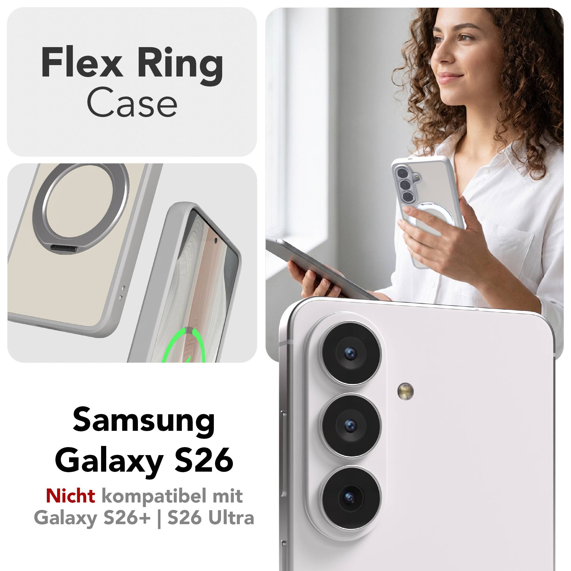Samsung Galaxy S26 Bumper Hülle mit drehbarem Ring und MagSafe Funktion 