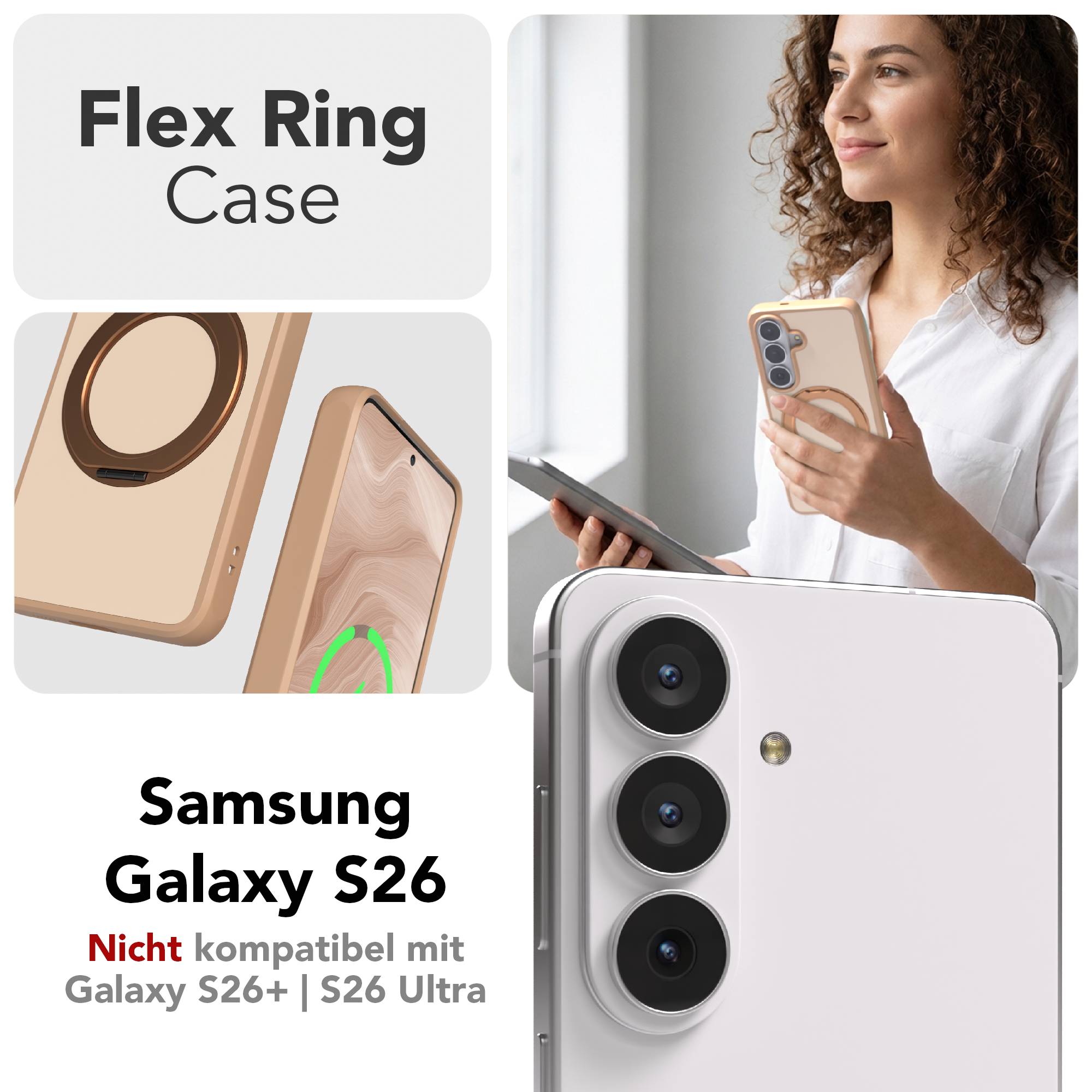 Samsung Galaxy S26 Bumper Hülle mit drehbarem Ring und MagSafe Funktion 