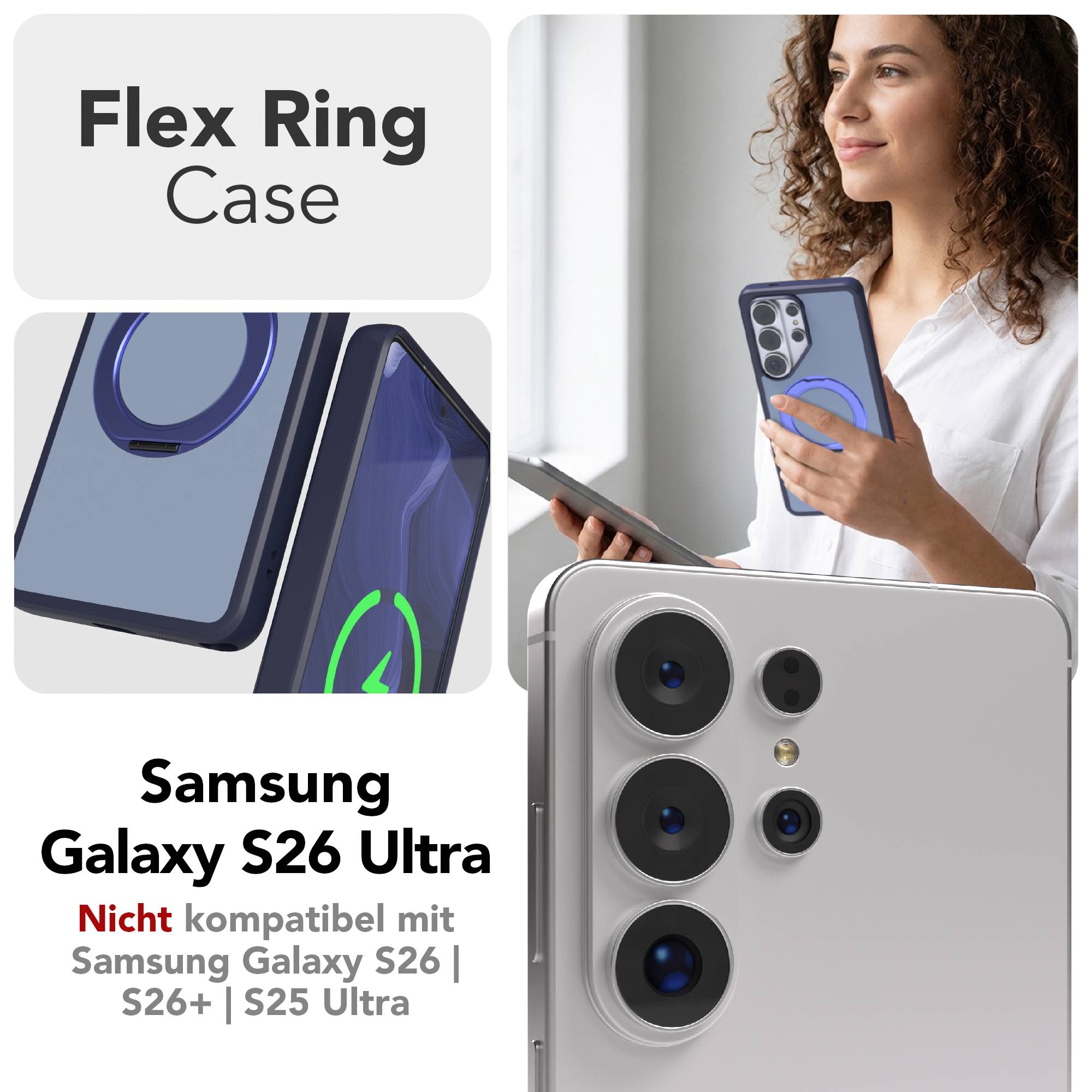 Samsung Galaxy S26 Ultra Bumper Hülle mit drehbarem Ring und MagSafe Funktion 