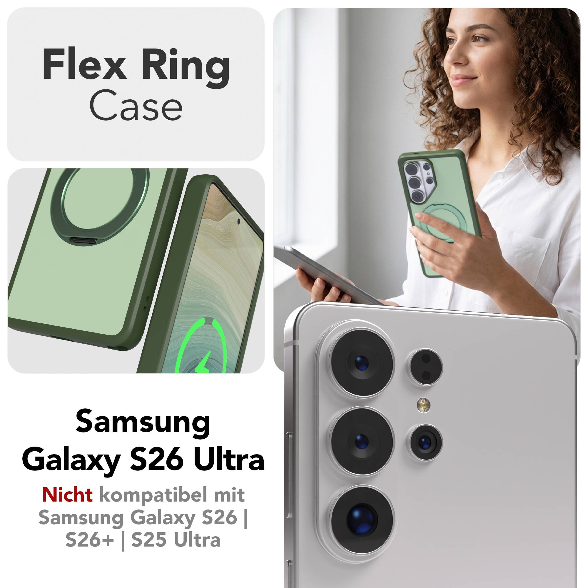Samsung Galaxy S26 Ultra Bumper Hülle mit drehbarem Ring und MagSafe Funktion 