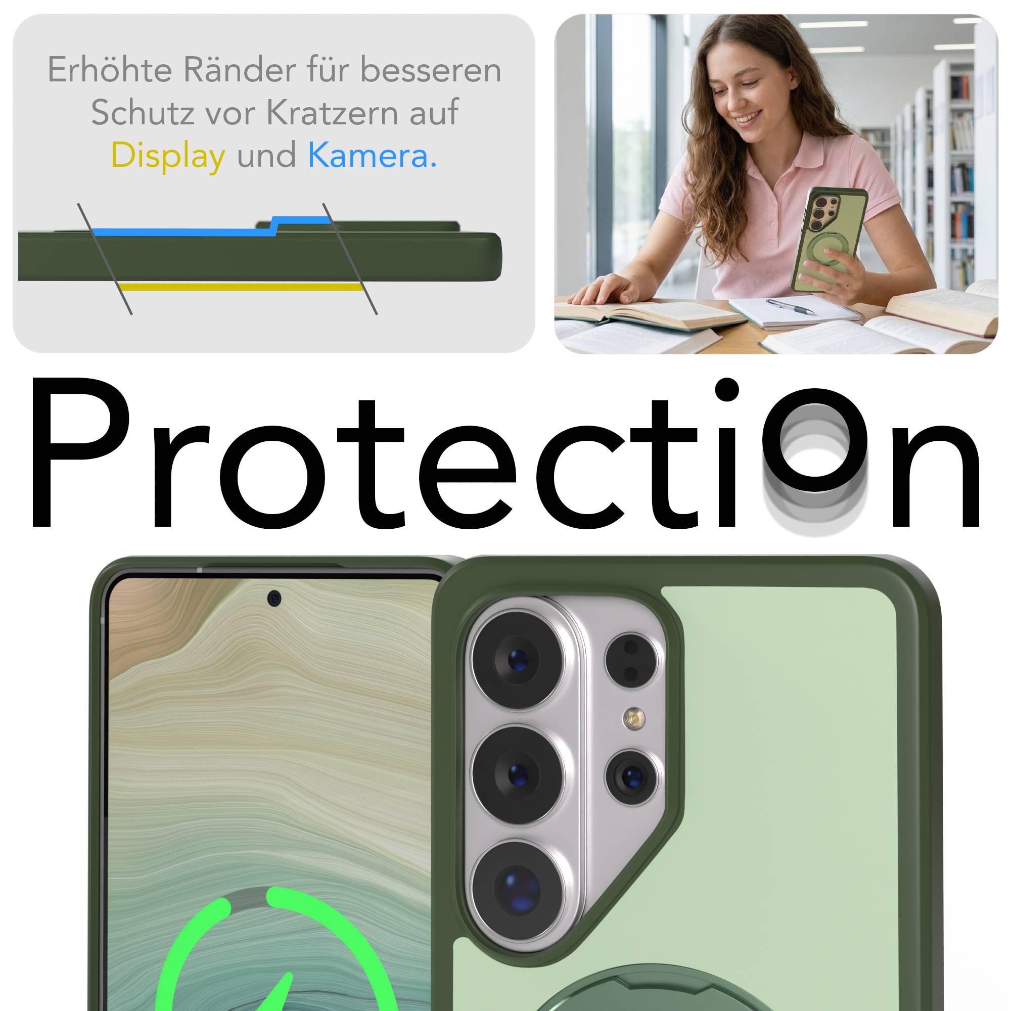Samsung Galaxy S26 Ultra Bumper Hülle mit drehbarem Ring und MagSafe Funktion 