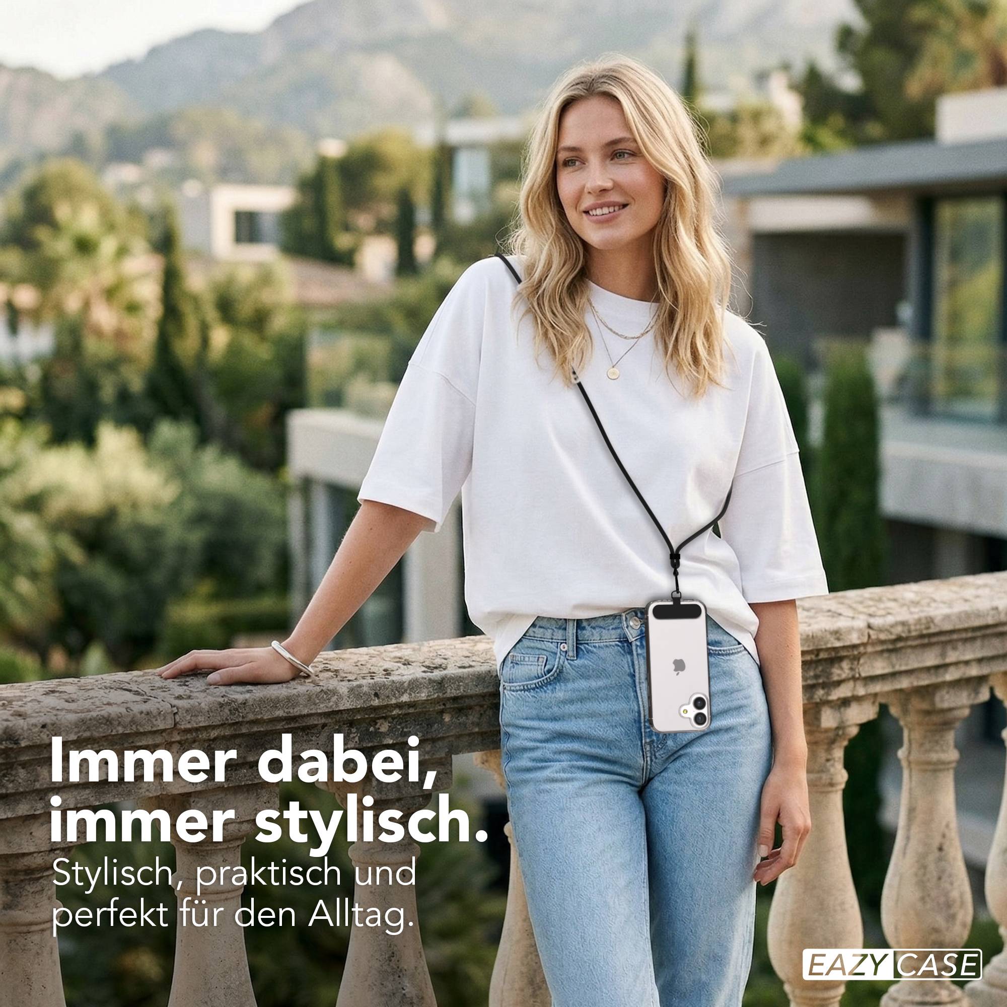 Universal Handykette mit Einlege-Pad und Karabiner für Smartphones 