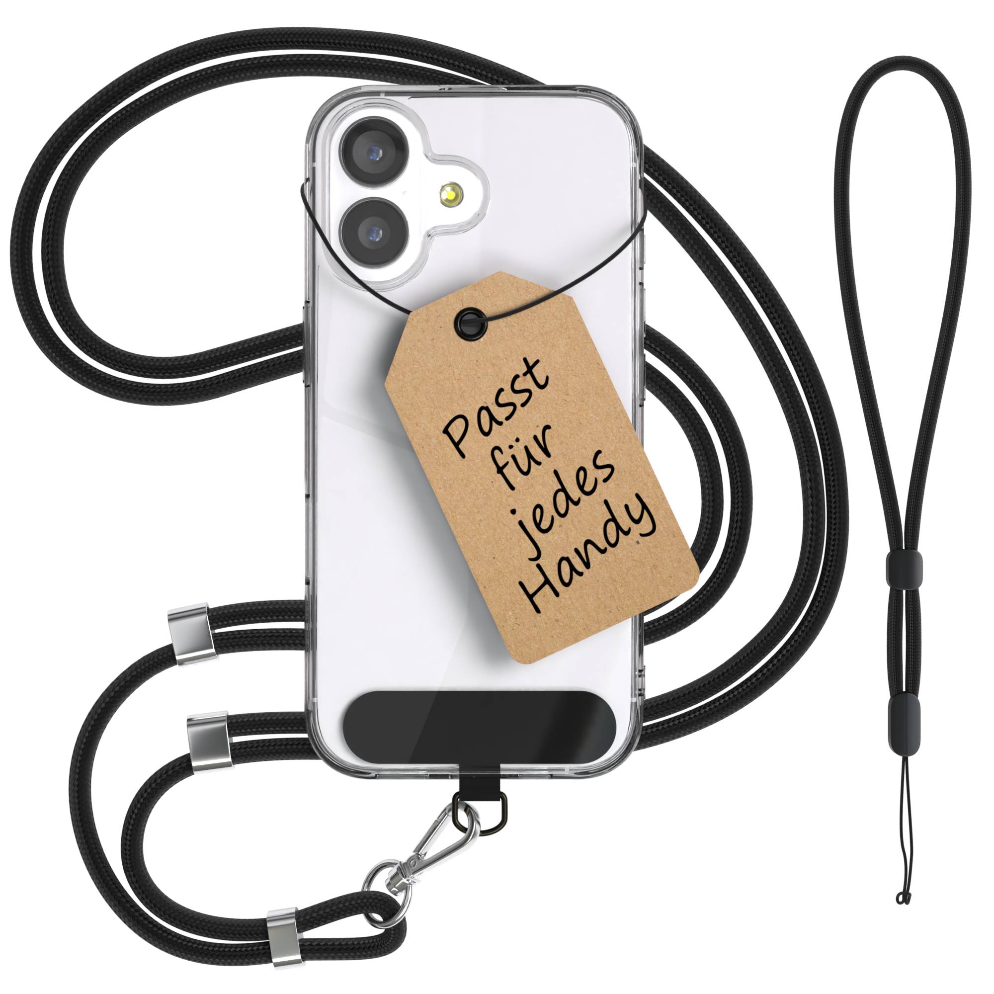 Universal Handykette mit Einlege-Pad und Karabiner für Smartphones 