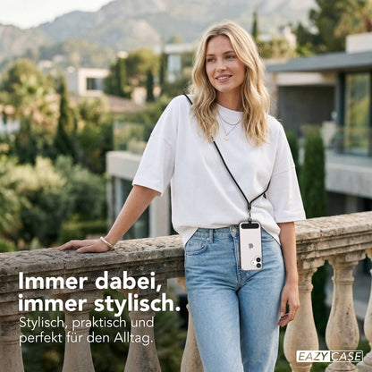 Universal Handykette mit Einlege-Pad und Karabiner für Smartphones 
