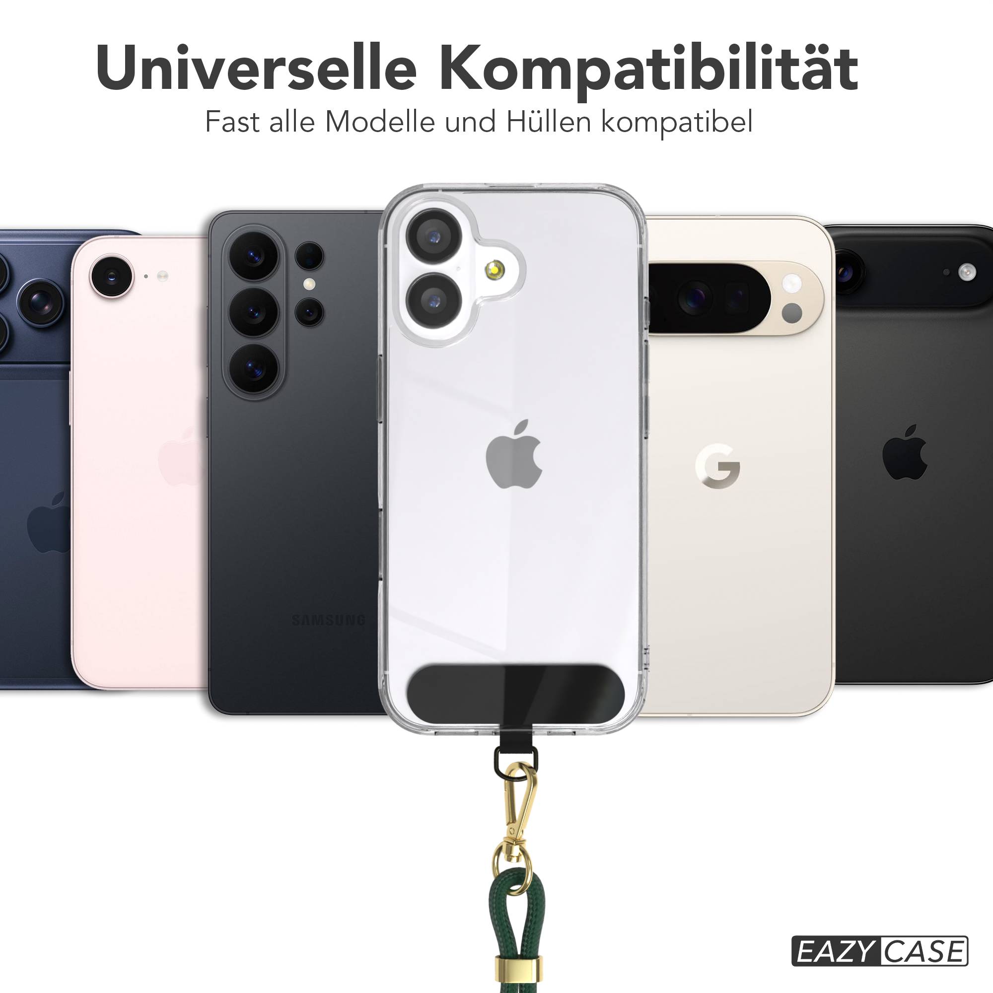 Universal Handykette mit Einlege-Pad und Karabiner für Smartphones 