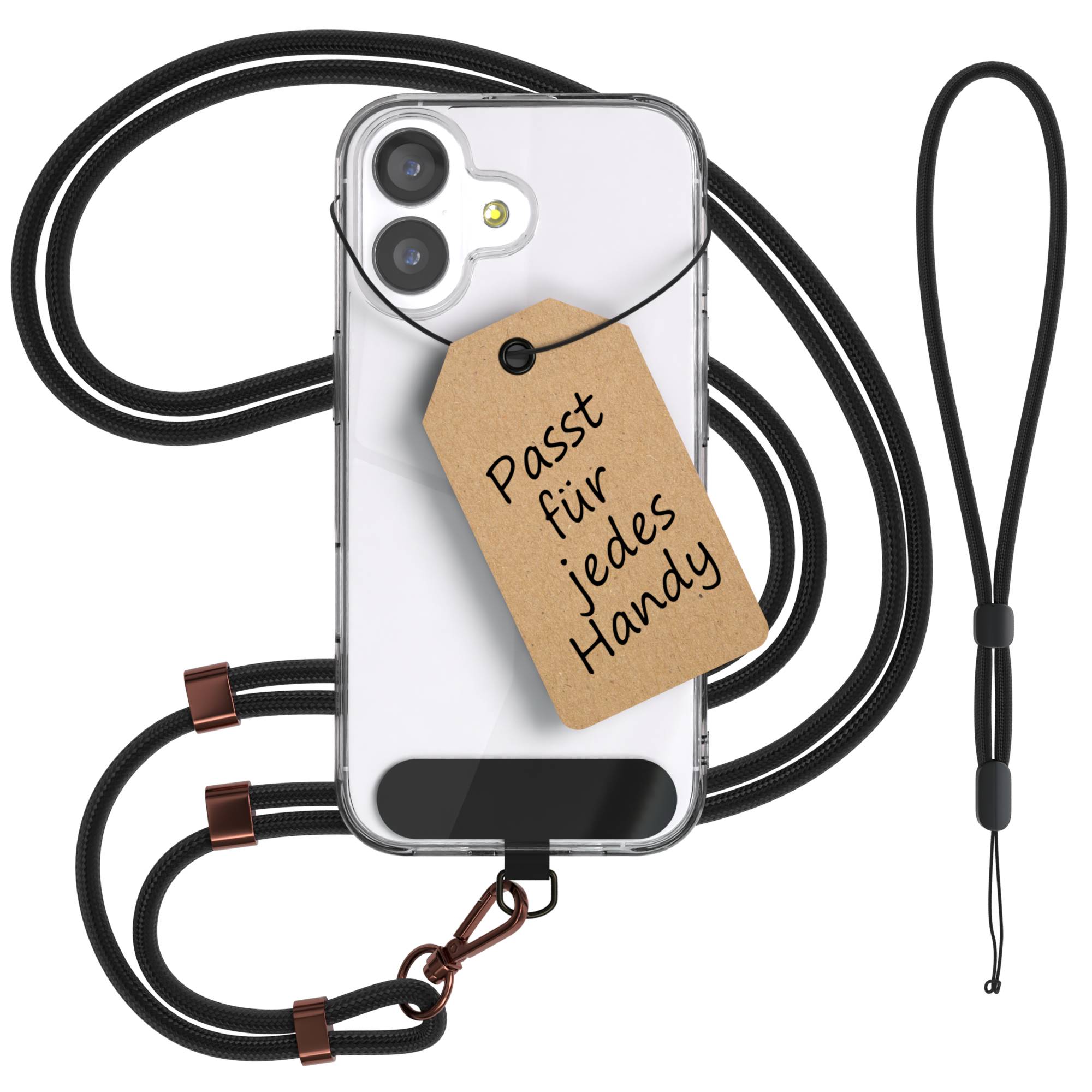 Universal Handykette mit Einlege-Pad und Karabiner für Smartphones 