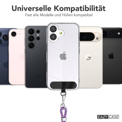 Universal Handykette mit Einlege-Pad und Karabiner für Smartphones 