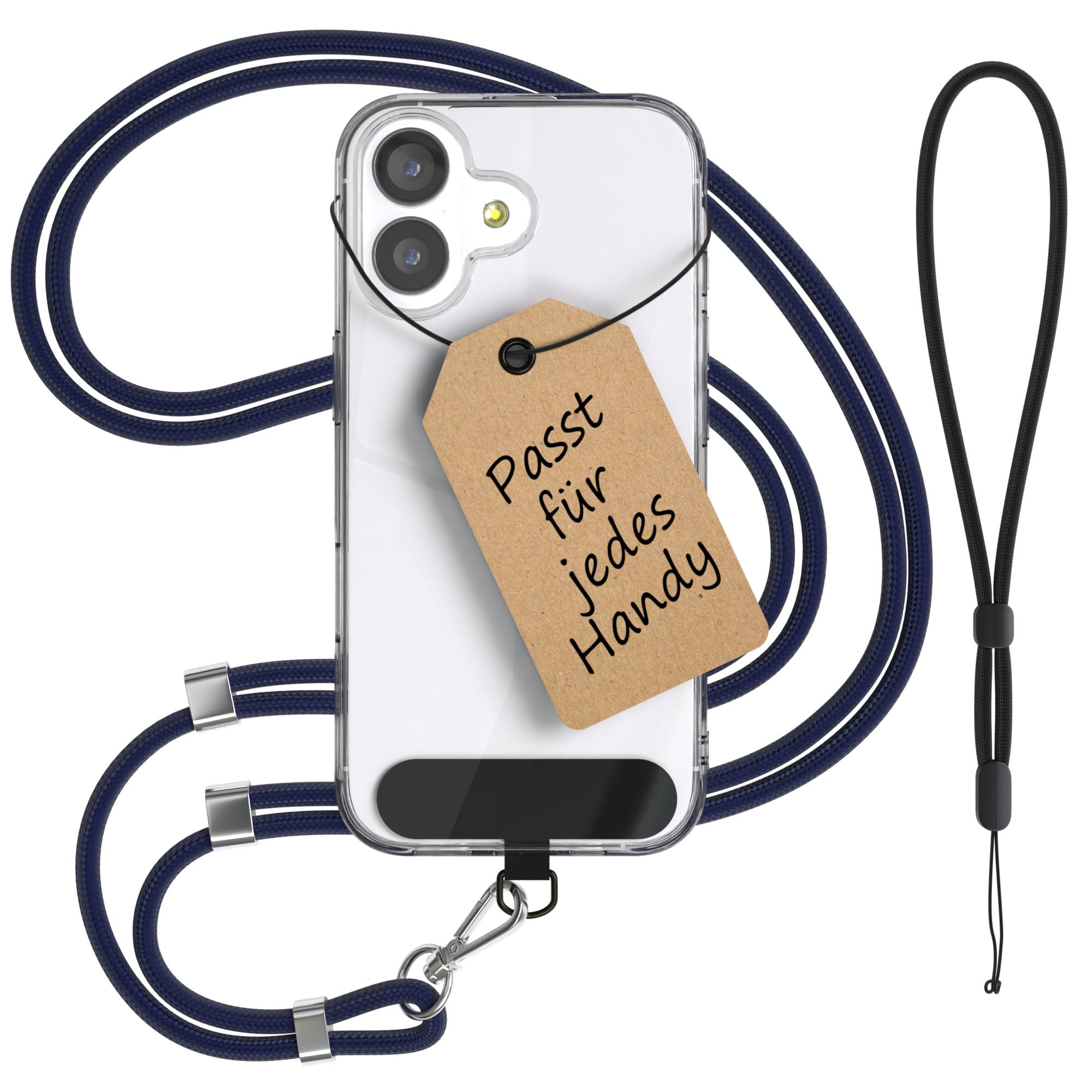 Universal Handykette mit Einlege-Pad und Karabiner für Smartphones 