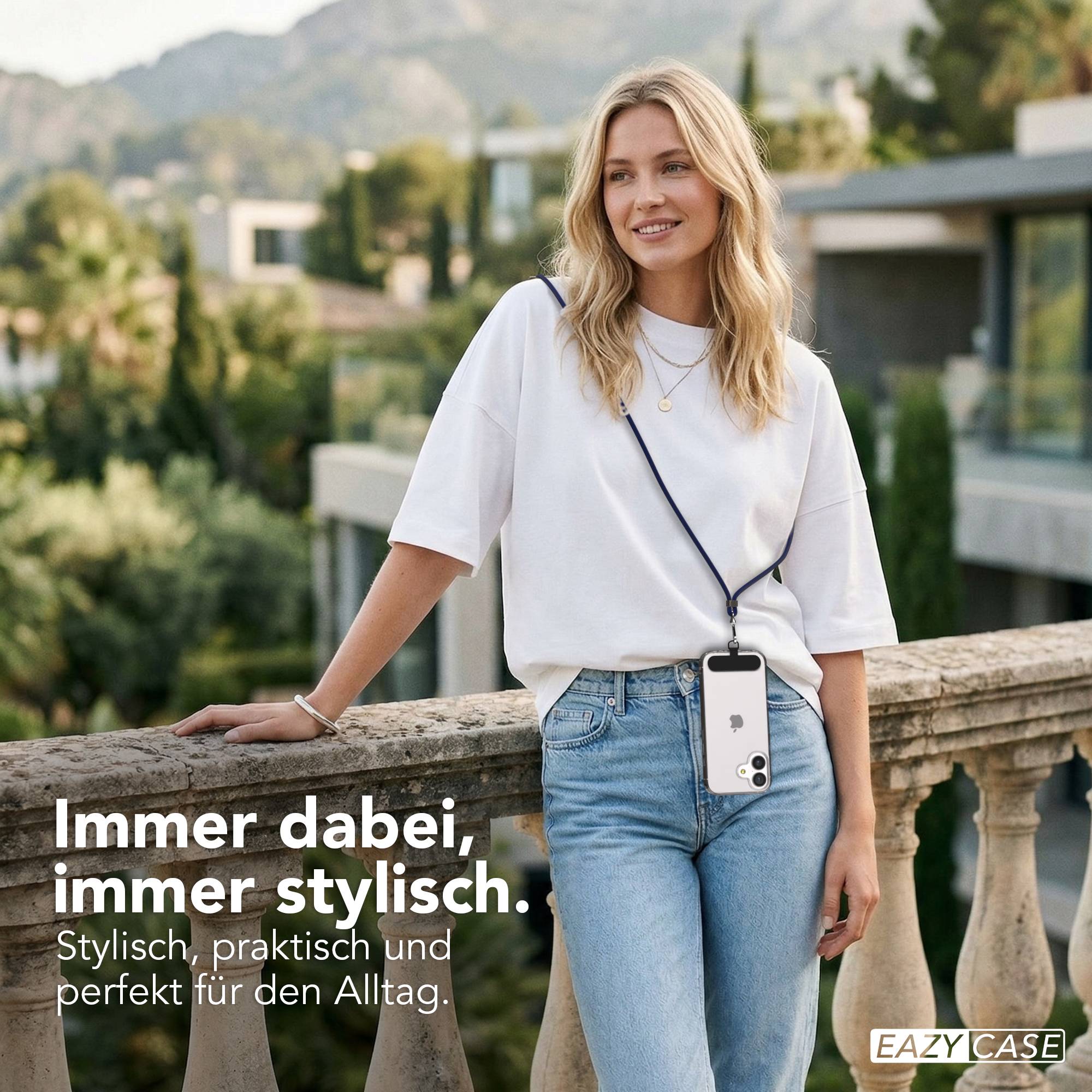 Universal Handykette mit Einlege-Pad und Karabiner für Smartphones 